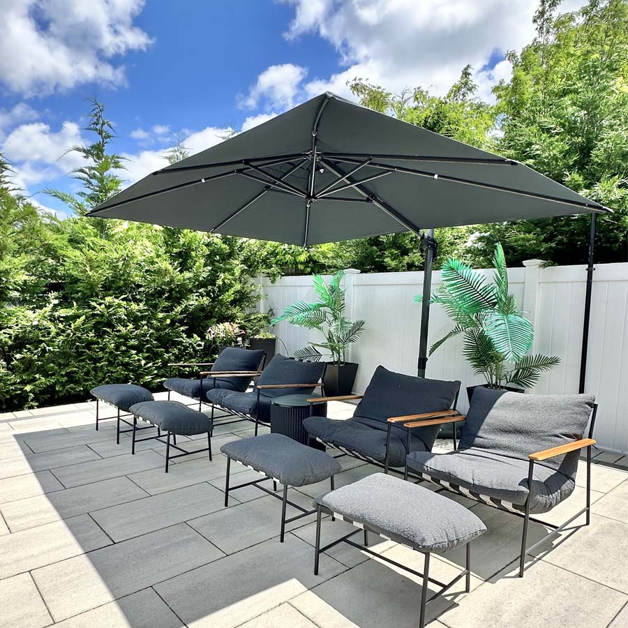 PURPLE LEAF Parasol De Jardin Exterieur Parasol Déporté Rotatif 360°, Parasol Excentré Inclinable, Parasol Suspendu Balcon