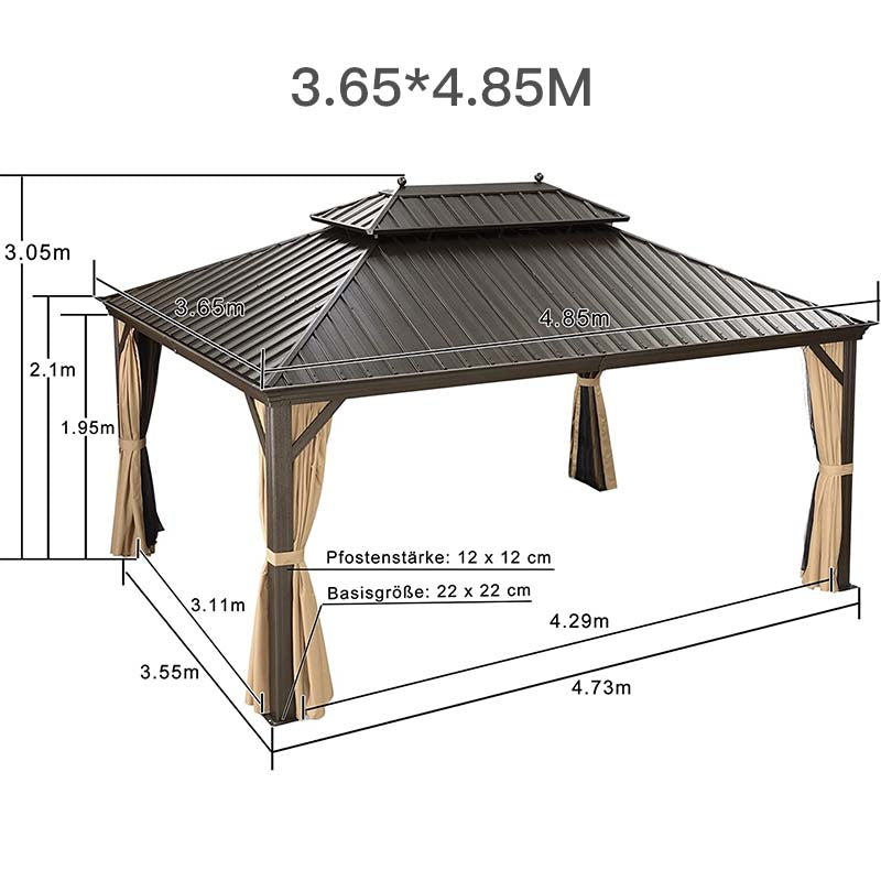 PURPLE LEAF Tonnelle De Jardin Tonnelle Pergola Aluminum Avec Moustiquaire Et Rideaux Pavillon De Jardin à Double Toit Acier Galvanisé, Bronze