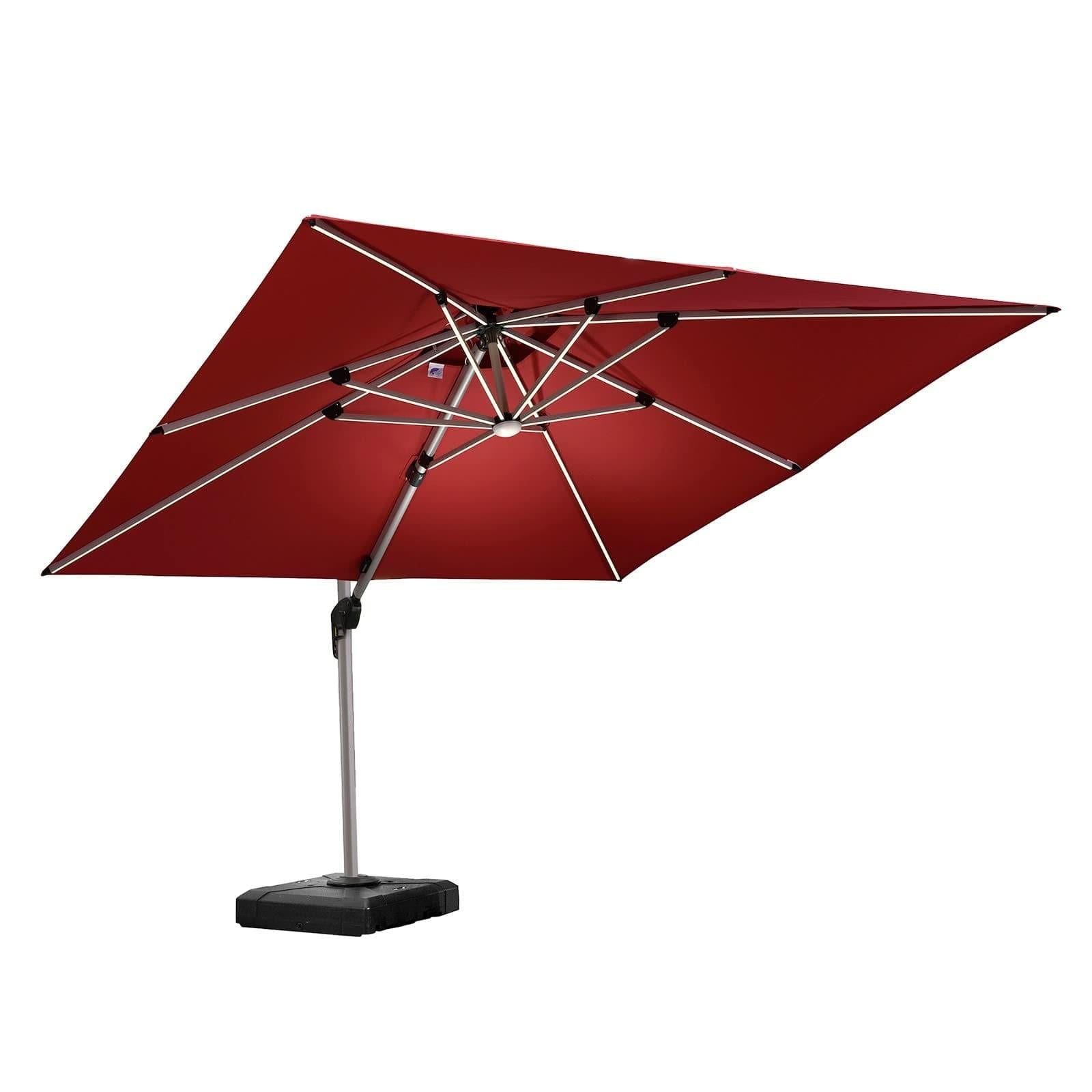 PURPLE LEAF Parasol De Jardin Exterieur Rectangulaire avec LED, Parasol Déporté Toit à Double Rotatif 360°, Parasol Excentré Inclinable, Parasol Terrasse Exterieur - Purpleaf France