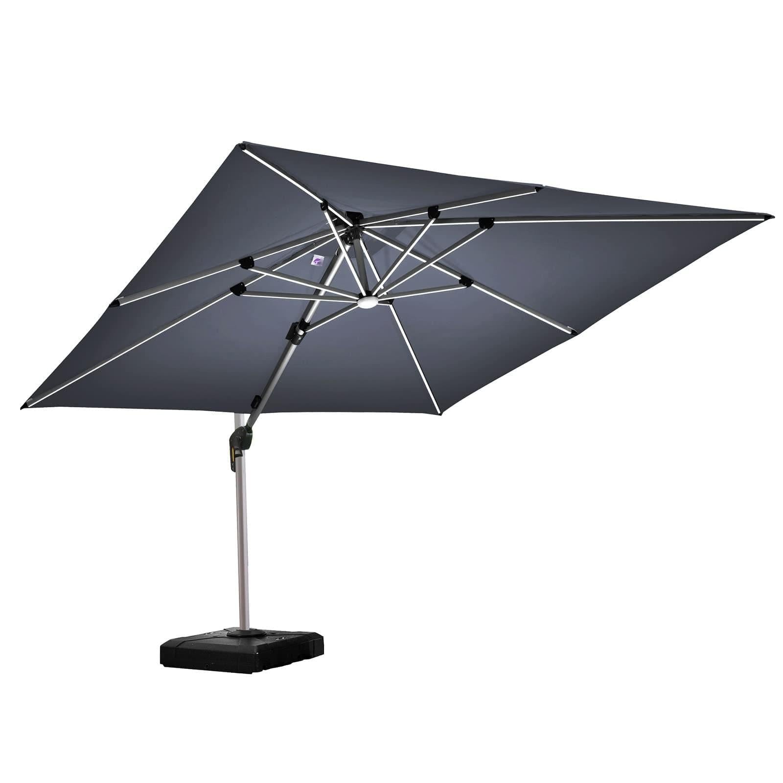 PURPLE LEAF Parasol De Jardin Exterieur Rectangulaire avec LED, Parasol Déporté Toit à Double Rotatif 360°, Parasol Excentré Inclinable, Parasol Terrasse Exterieur - Purpleaf France