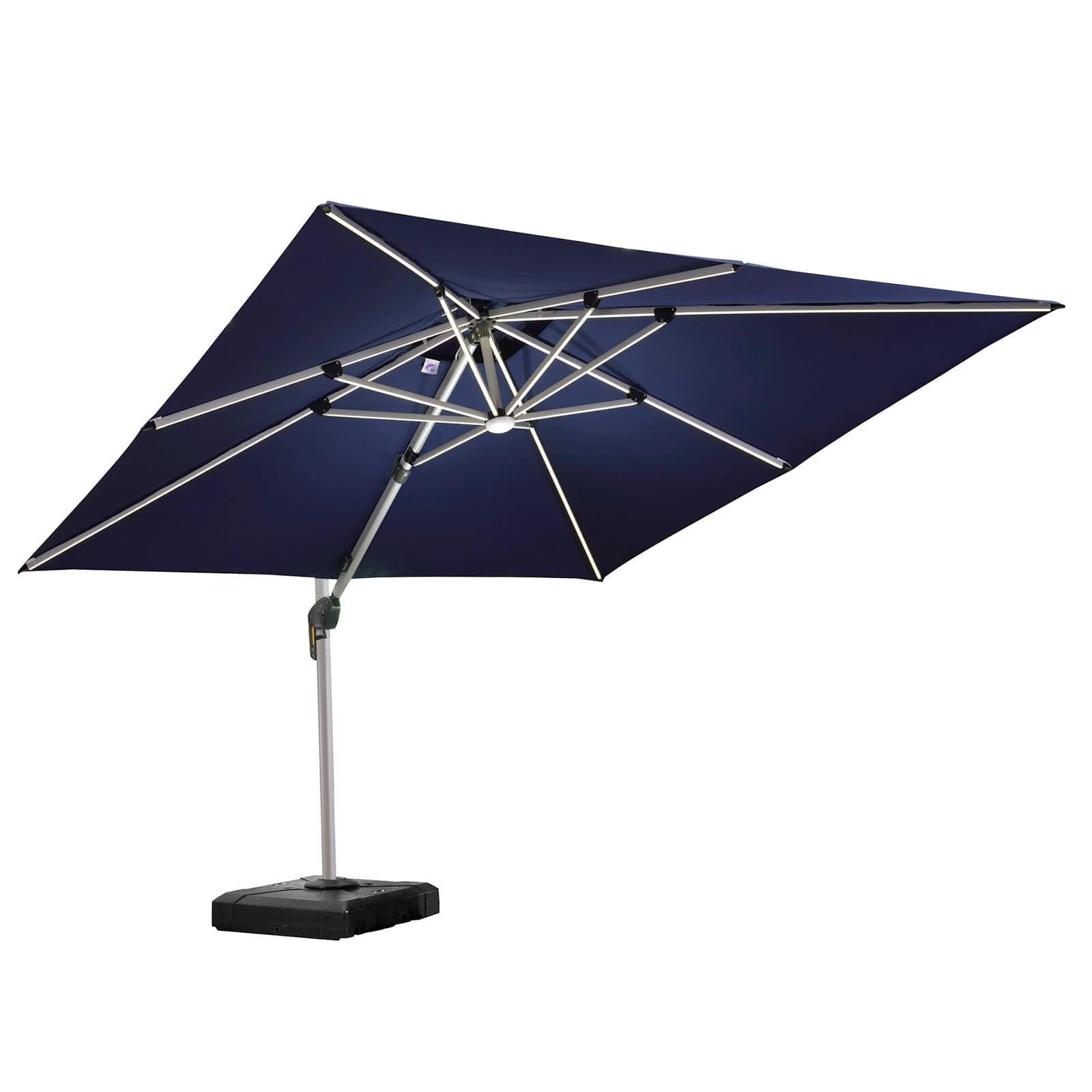 PURPLE LEAF Parasol De Jardin Exterieur Rectangulaire avec LED, Parasol Déporté Toit à Double Rotatif 360°, Parasol Excentré Inclinable, Parasol Terrasse Exterieur - Purpleaf France