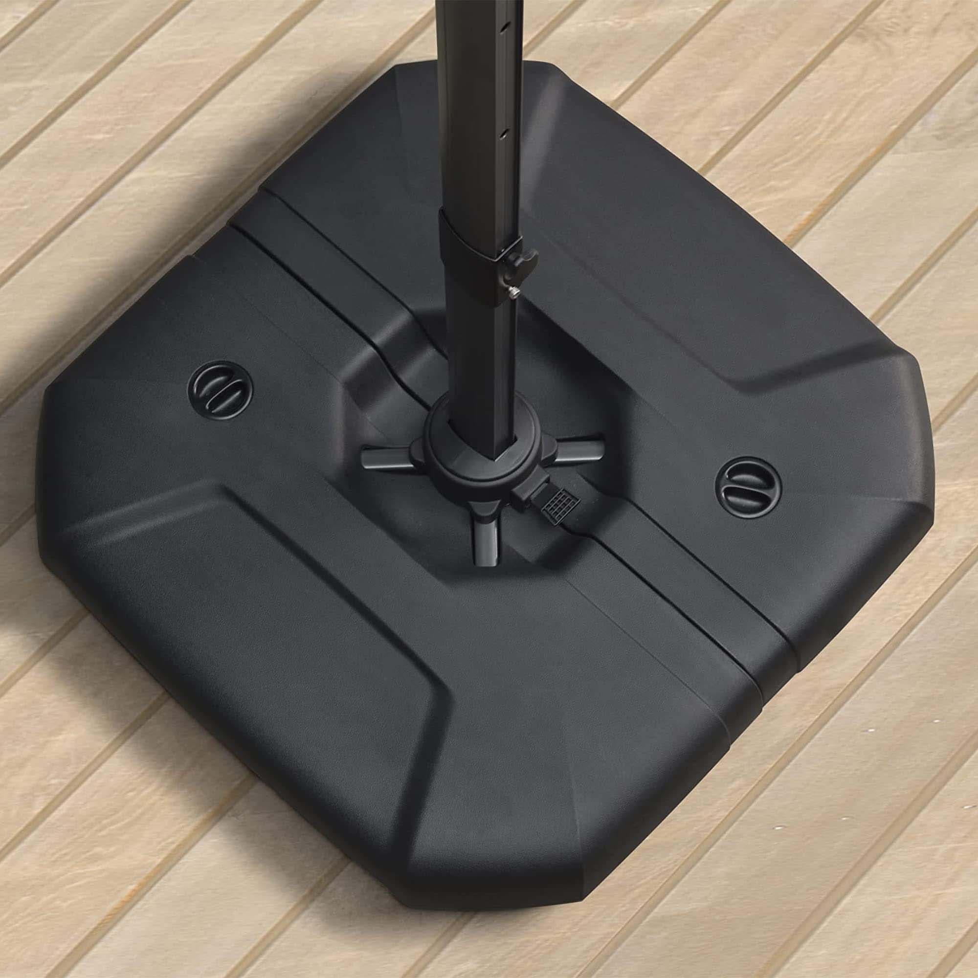 PURPLE LEAF Pieds de Parasol pour Parasol déporté, Base lestée, A remplir d'eau ou de Sable jusqu'à 150 kg, Noir - Purpleaf France