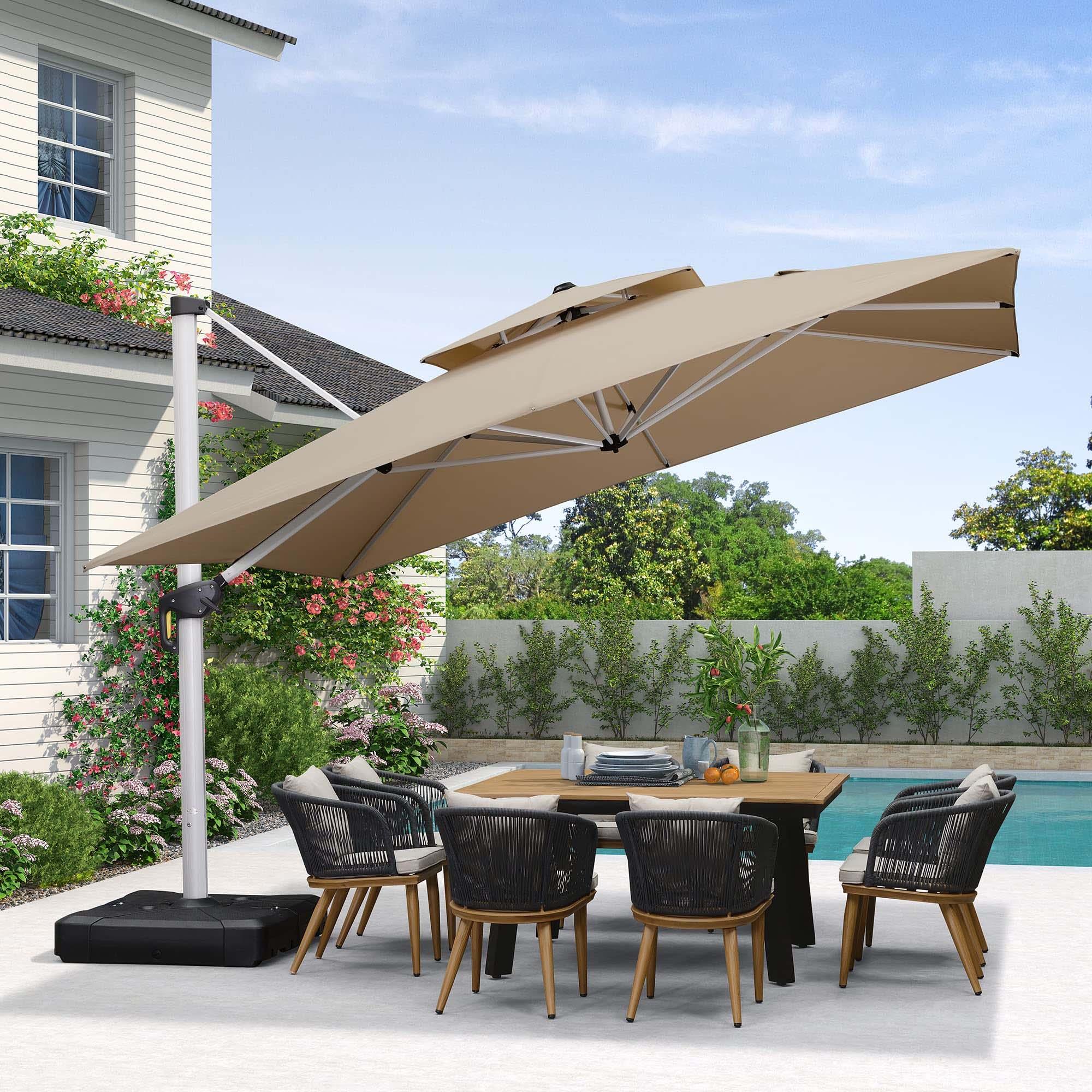 PURPLE LEAF Parasol Déporté Inclinable, Parasol De Jardin Exterieur Toit à Double Rotatif 360°,Parasol Terrasse Exterieur Luxueux - Purpleaf France