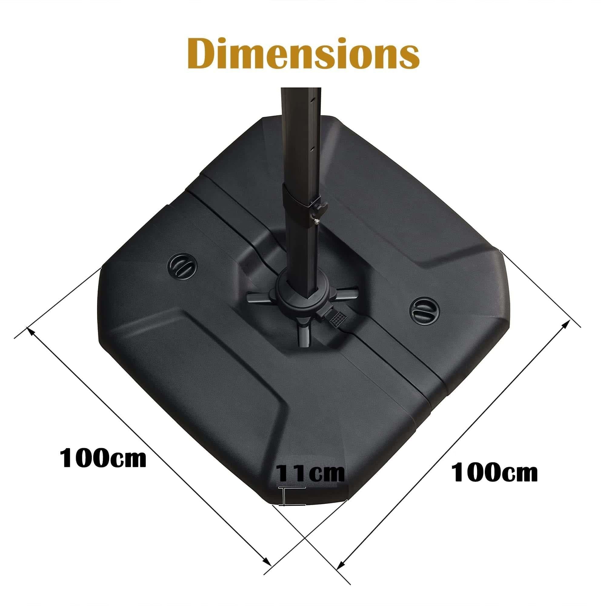 PURPLE LEAF Pieds de Parasol pour Parasol déporté, Base lestée, A remplir d'eau ou de Sable jusqu'à 150 kg, Noir - Purpleaf France