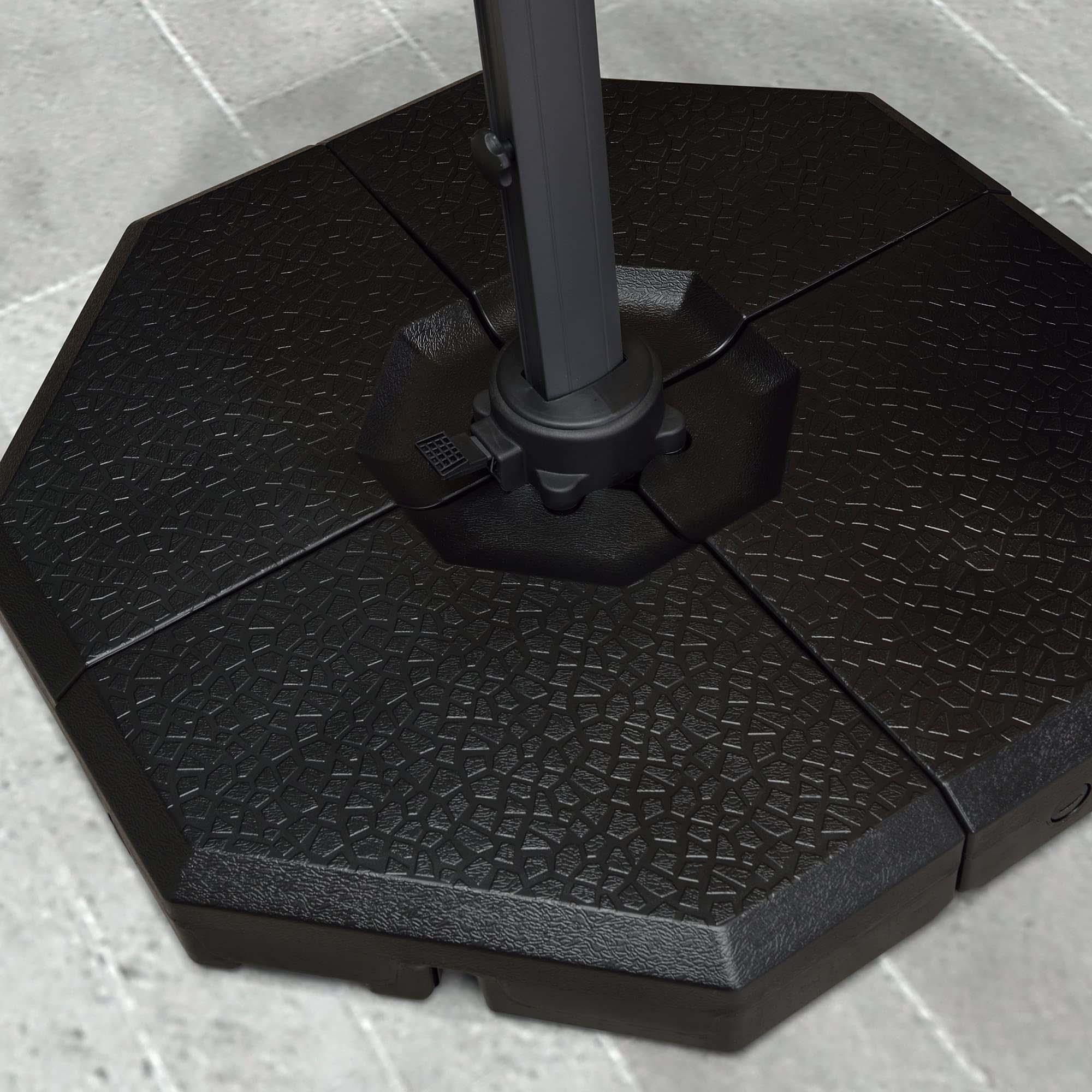 PURPLE LEAF Pieds de Parasol pour Parasol déporté, Base lestée, A remplir d'eau ou de Sable jusqu'à 150 kg, Noir - Purpleaf France