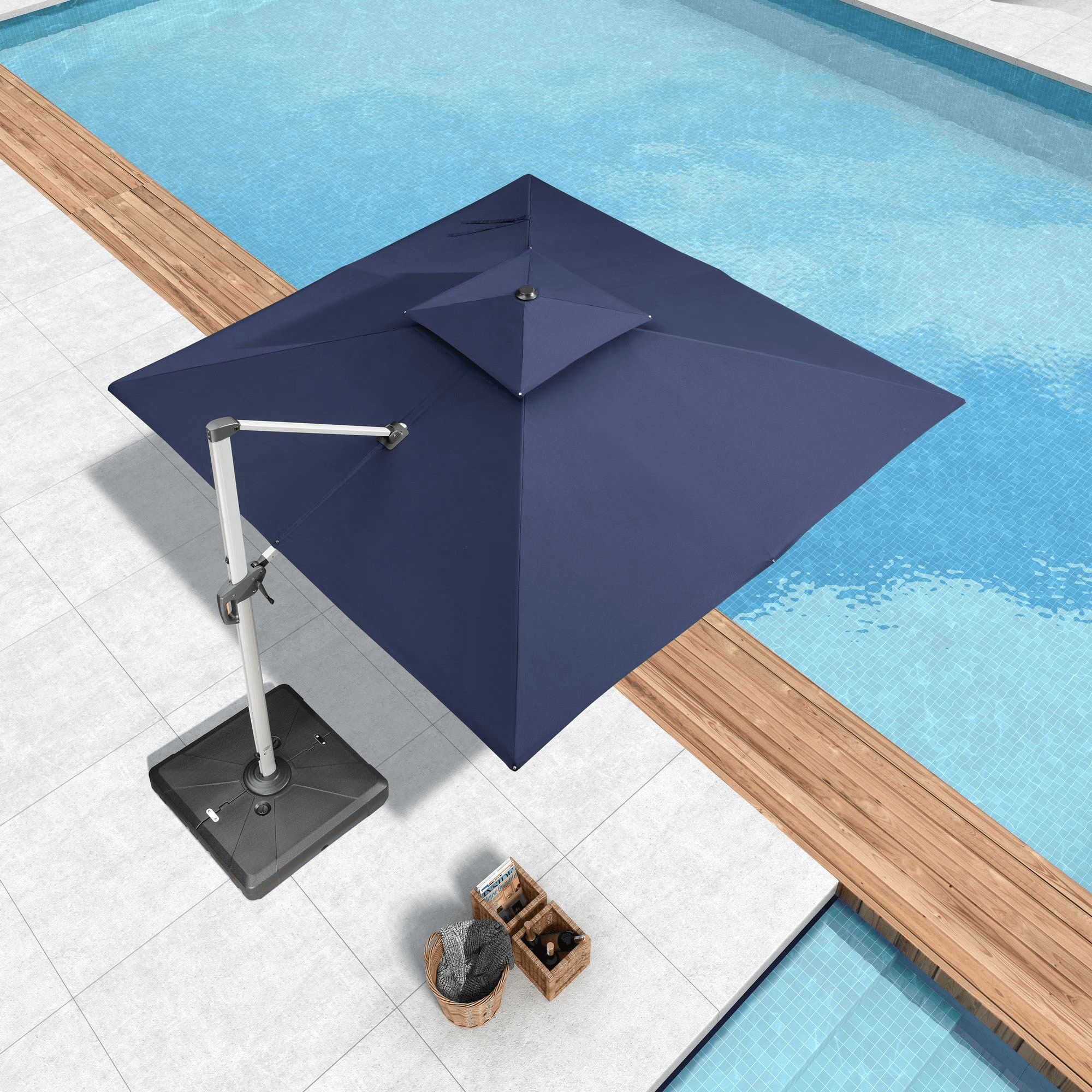 PURPLE LEAF Parasol Déporté Inclinable, Parasol De Jardin Exterieur Toit à Double Rotatif 360°,Parasol Terrasse Exterieur Luxueux - Purpleaf France