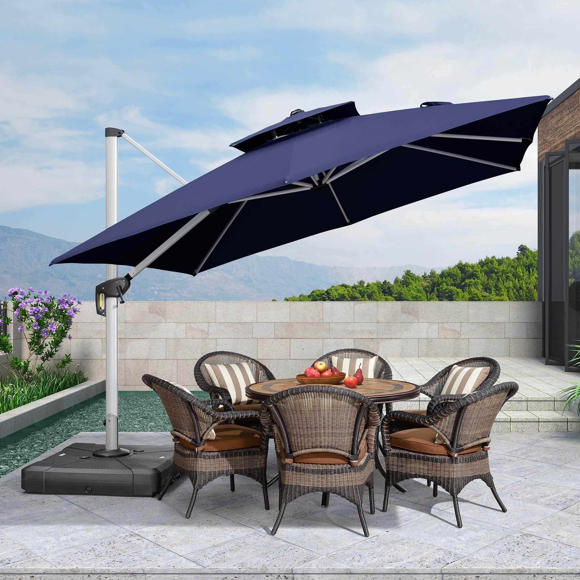 PURPLE LEAF Parasol Déporté Inclinable, Parasol De Jardin Exterieur Toit à Double Rotatif 360°,Parasol Terrasse Exterieur Luxueux - Purpleaf France