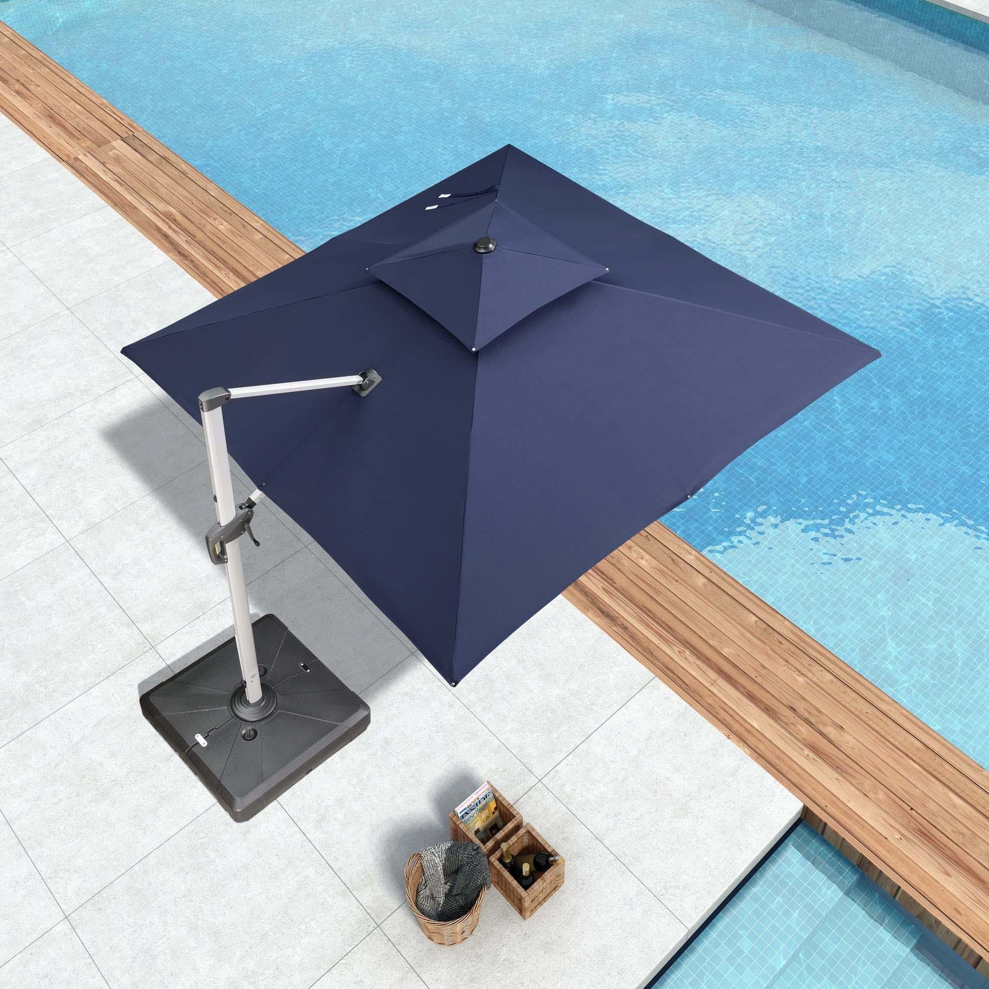 PURPLE LEAF Parasol Déporté Inclinable, Parasol De Jardin Exterieur Toit à Double Rotatif 360°,Parasol Terrasse Exterieur Luxueux - Purpleaf France