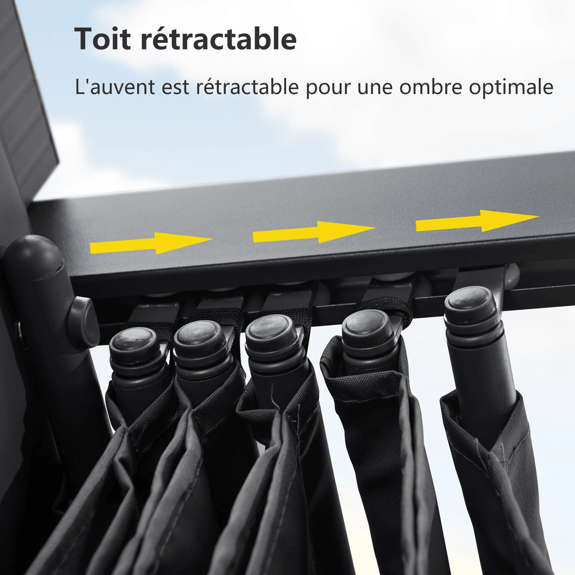 PURPLE LEAF Pergola Aluminium 3x3.65 m Tissu Teint en Fil Pergola pour Terrasse Exterieur, Toit Coulissante, Pavillon De Jardin - Purpleaf France