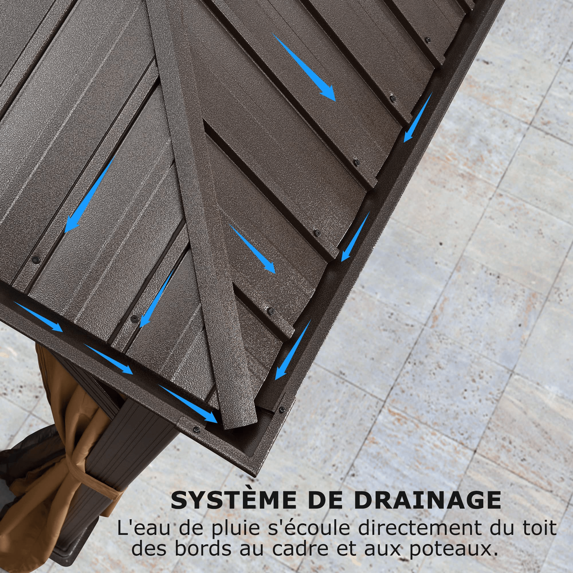 PURPLE LEAF Tonnelle de Jardin Tonnelle Aluminum avec Moustiquaire et Rideaux Pavillon de Jardin à Double Toit Acier Galvanisé, Bronze - Purpleaf France