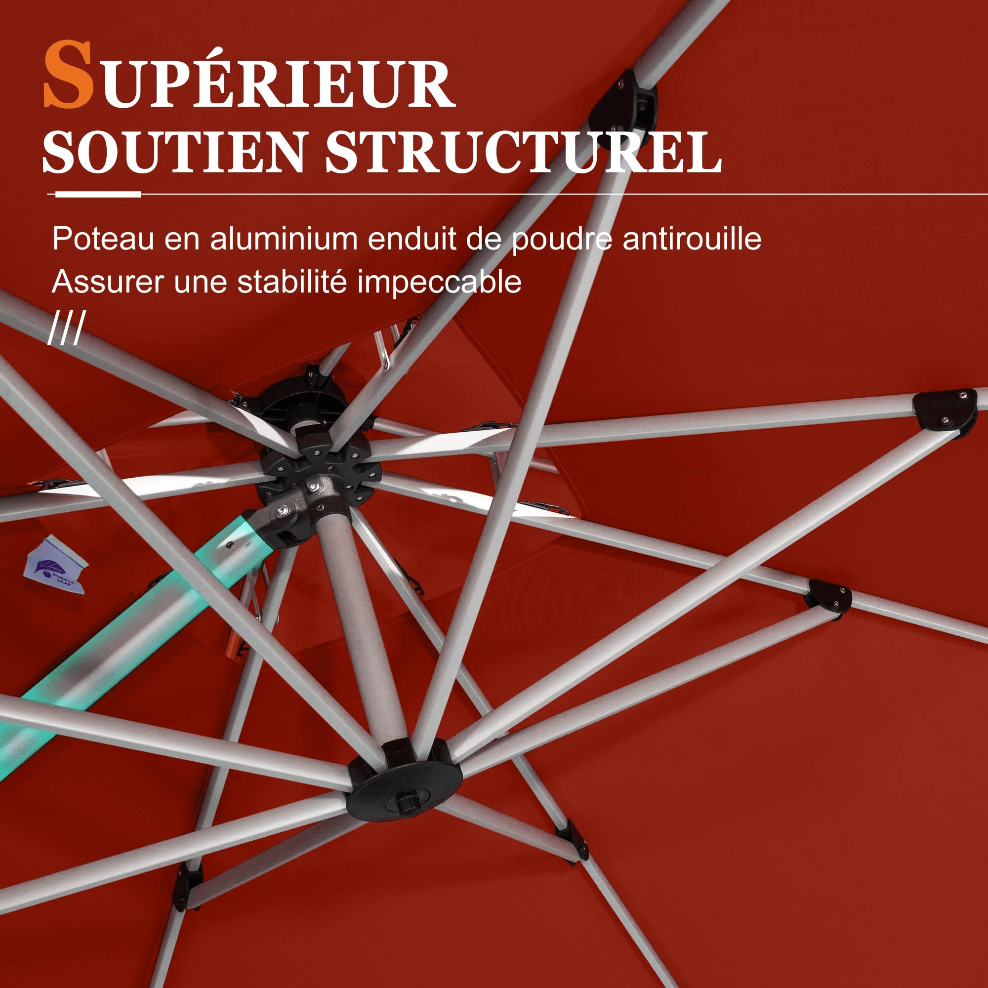 PURPLE LEAF Parasol Déporté Inclinable, Parasol De Jardin Exterieur Toit à Double Rotatif 360°,Parasol Terrasse Exterieur Luxueux - Purpleaf France