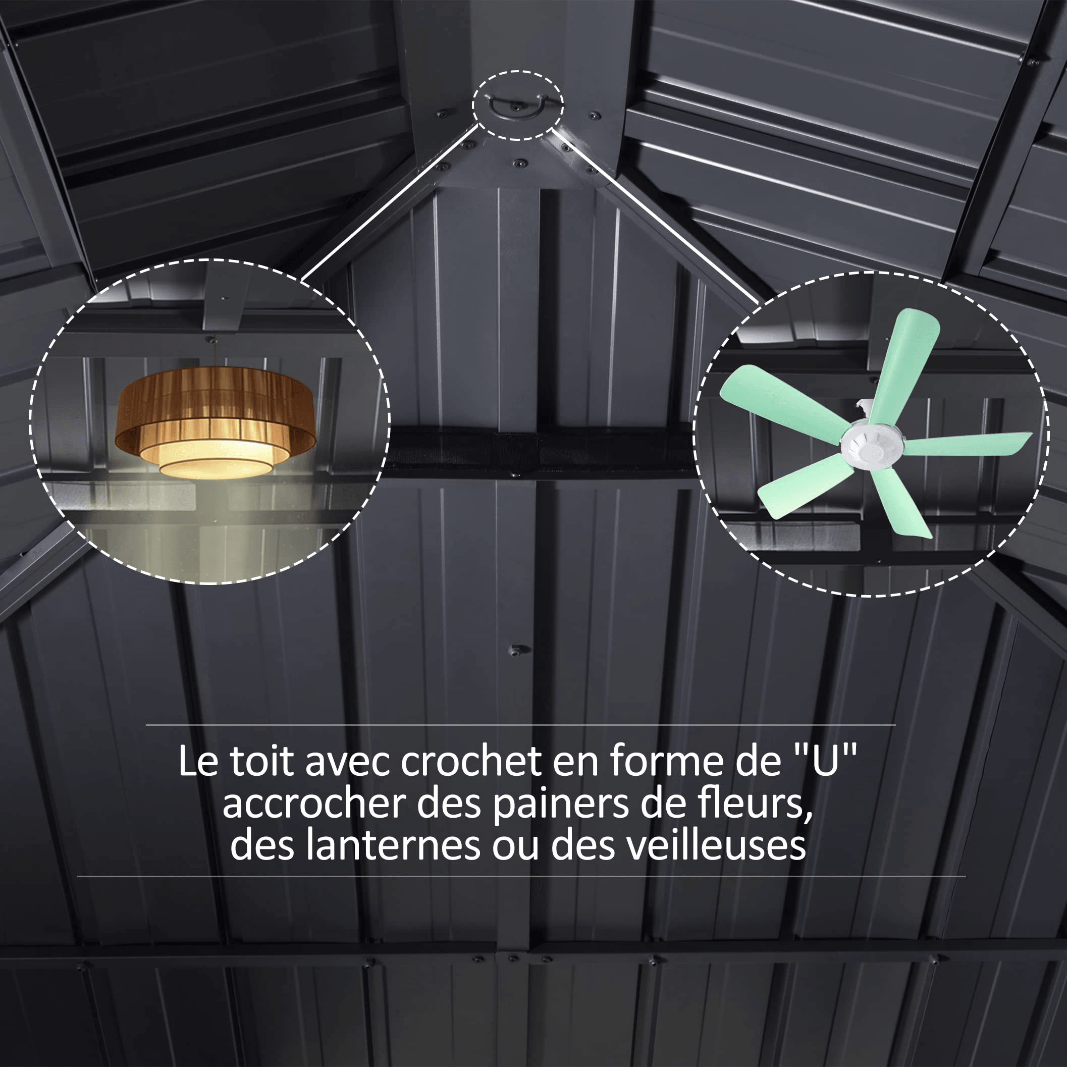 PURPLE LEAF Tonnelle de Jardin Tonnelle Aluminum avec Moustiquaire et Rideaux Pavillon de Jardin à Double Toit Acier Galvanisé, Gris - Purpleaf France