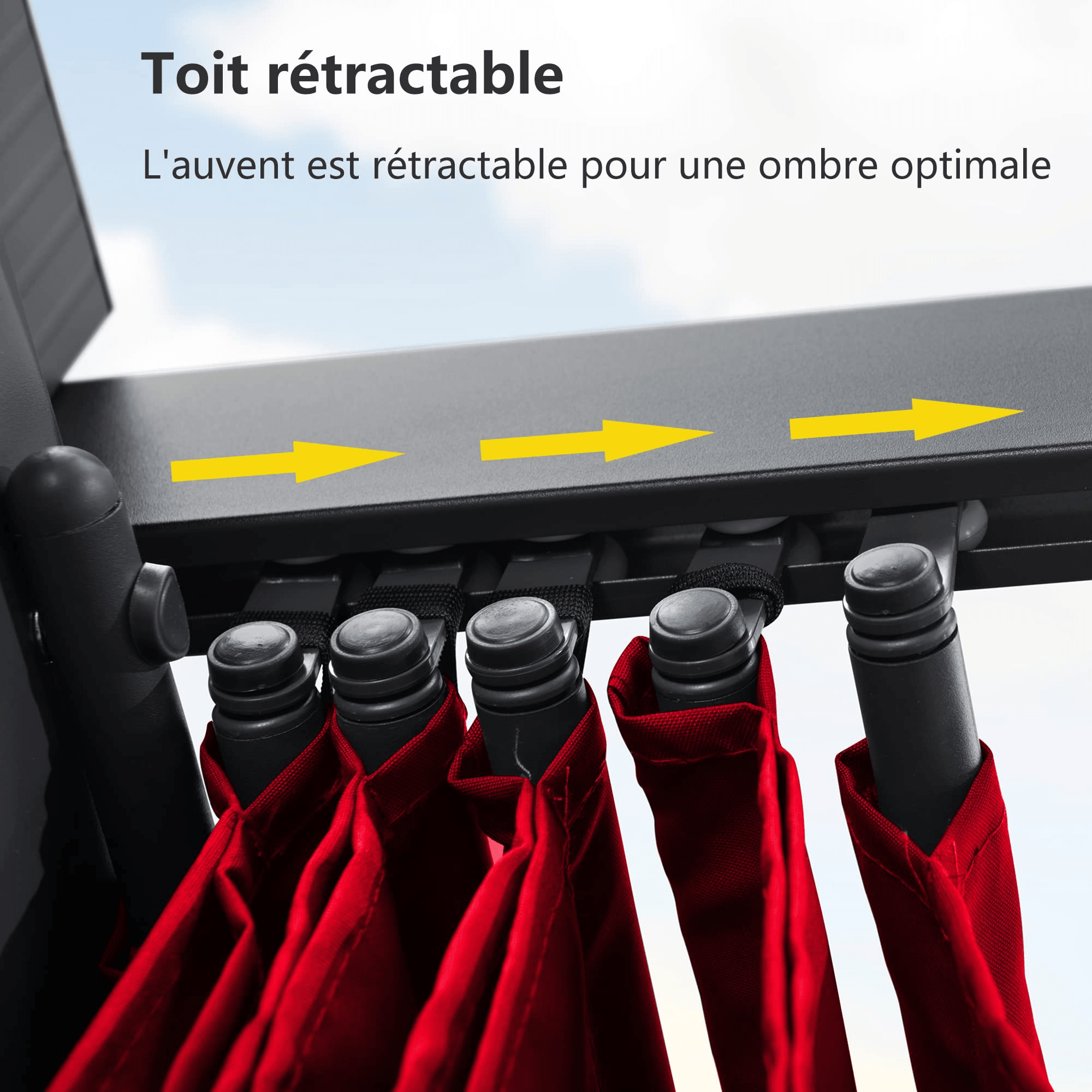 PURPLE LEAF Pergola Aluminium 3x3.65 m Tissu Teint en Fil Pergola pour Terrasse Exterieur, Toit Coulissante, Pavillon De Jardin - Purpleaf France