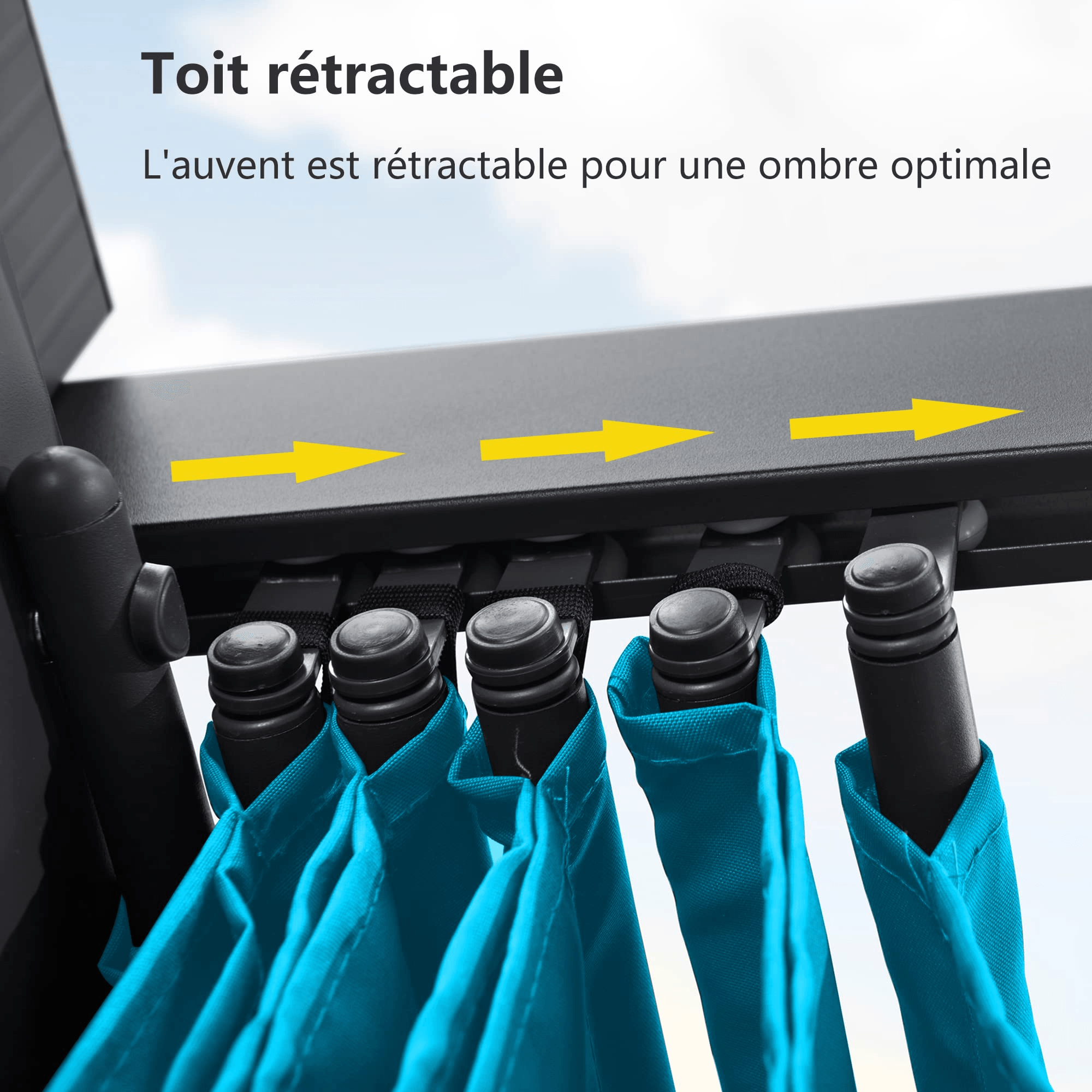 PURPLE LEAF Pergola Aluminium 3x3.65 m Tissu Teint en Fil Pergola pour Terrasse Exterieur, Toit Coulissante, Pavillon De Jardin - Purpleaf France