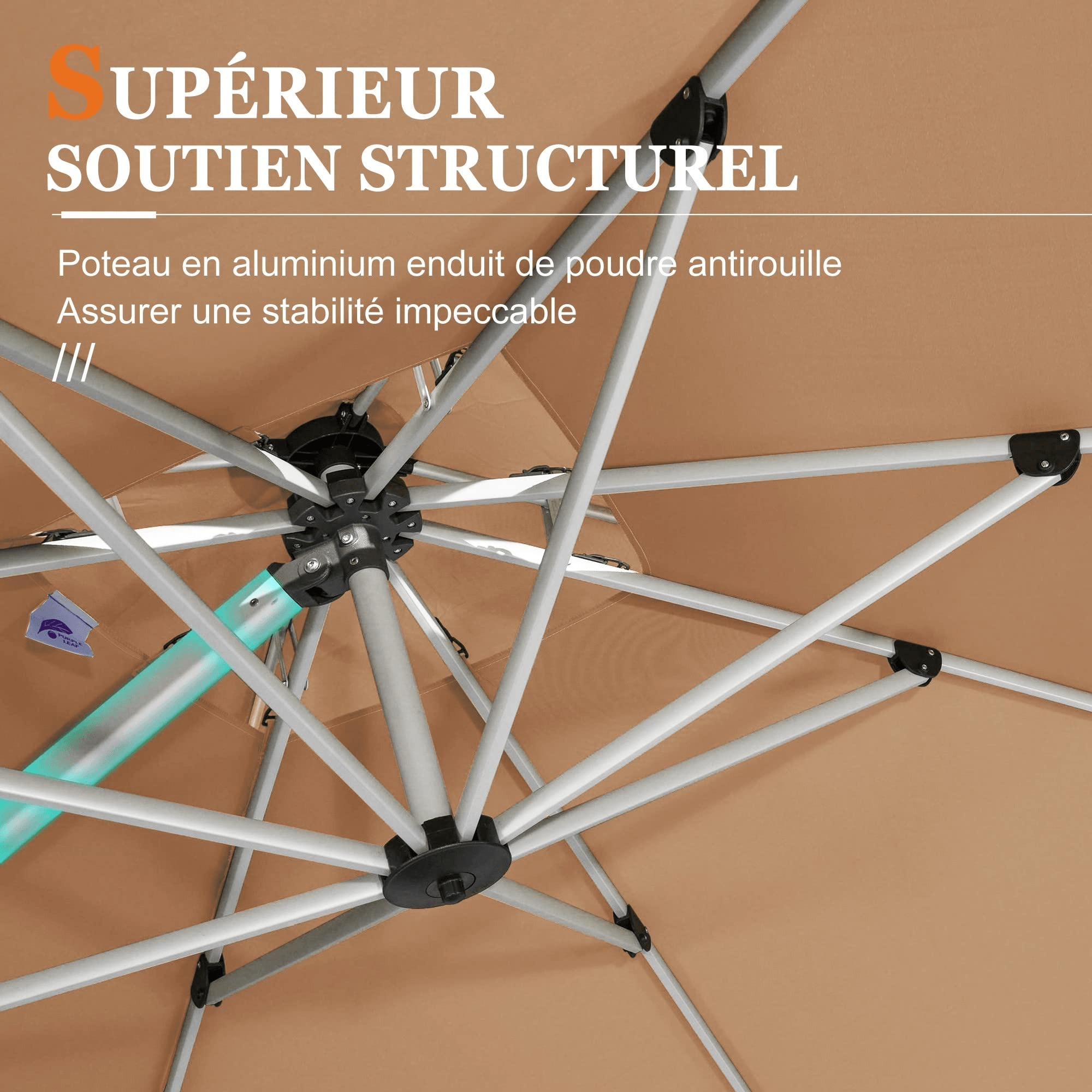 PURPLE LEAF Parasol Déporté Inclinable, Parasol De Jardin Exterieur Toit à Double Rotatif 360°,Parasol Terrasse Exterieur Luxueux - Purpleaf France