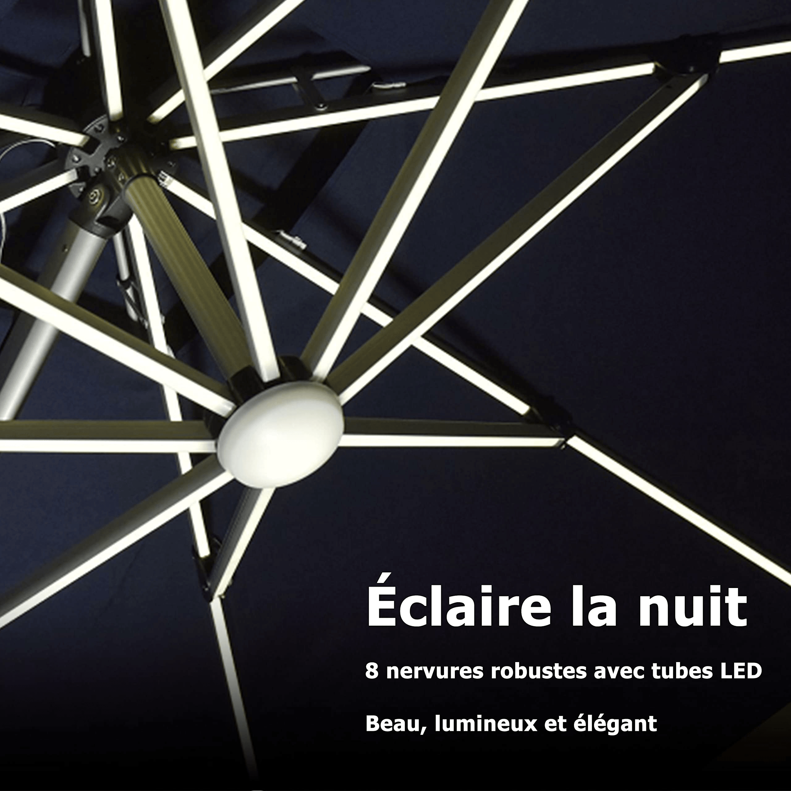 PURPLE LEAF Parasol De Jardin Exterieur Rectangulaire avec LED, Parasol Déporté Toit à Double Rotatif 360°, Parasol Excentré Inclinable, Parasol Terrasse Exterieur - Purpleaf France