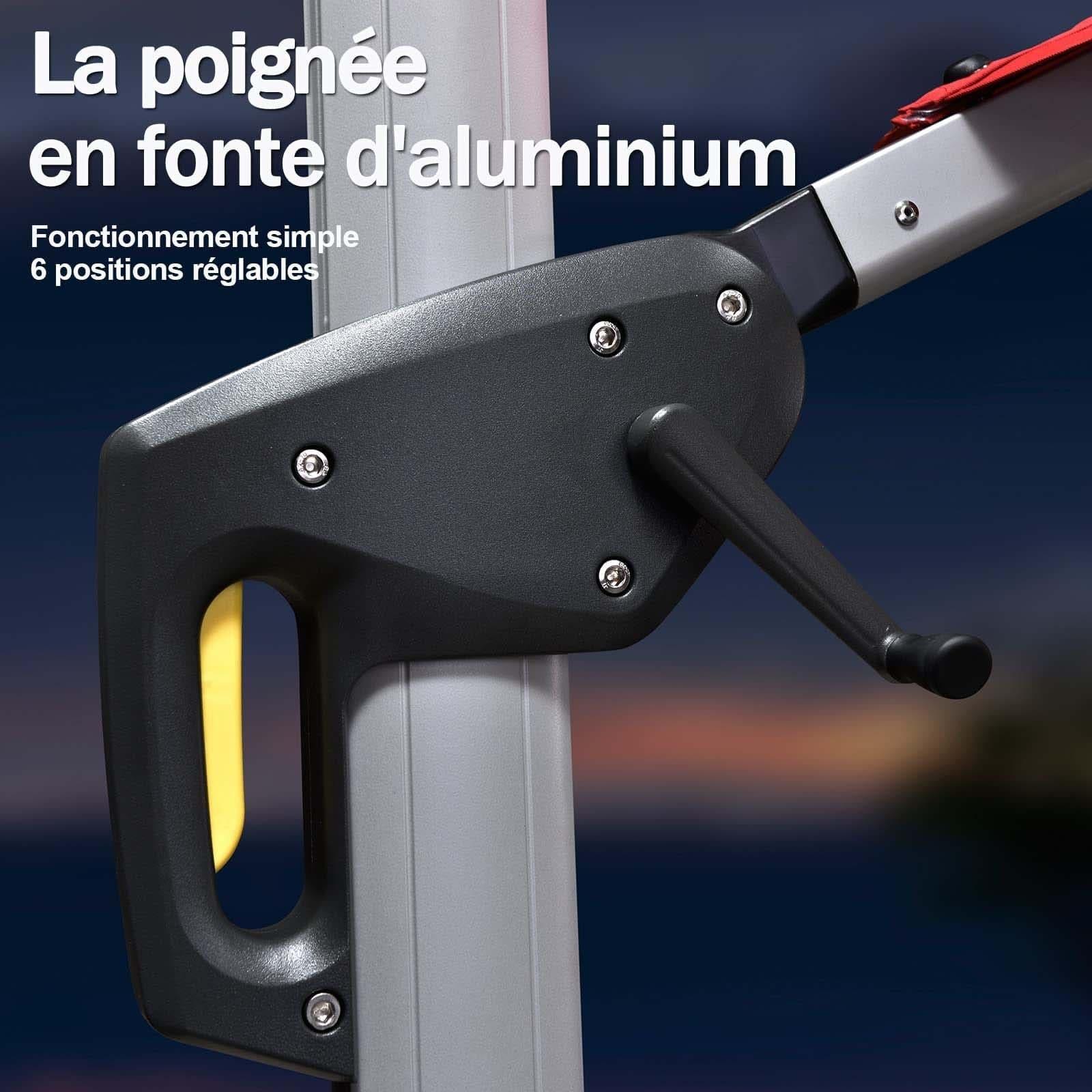 PURPLE LEAF Parasol De Jardin Exterieur 2.7 x2.7 m avec LED, Parasol Déporté Toit à Double Rotatif 360°, Parasol Excentré Inclinable, Parasol Terrasse Exterieur, Marine - Purpleaf France