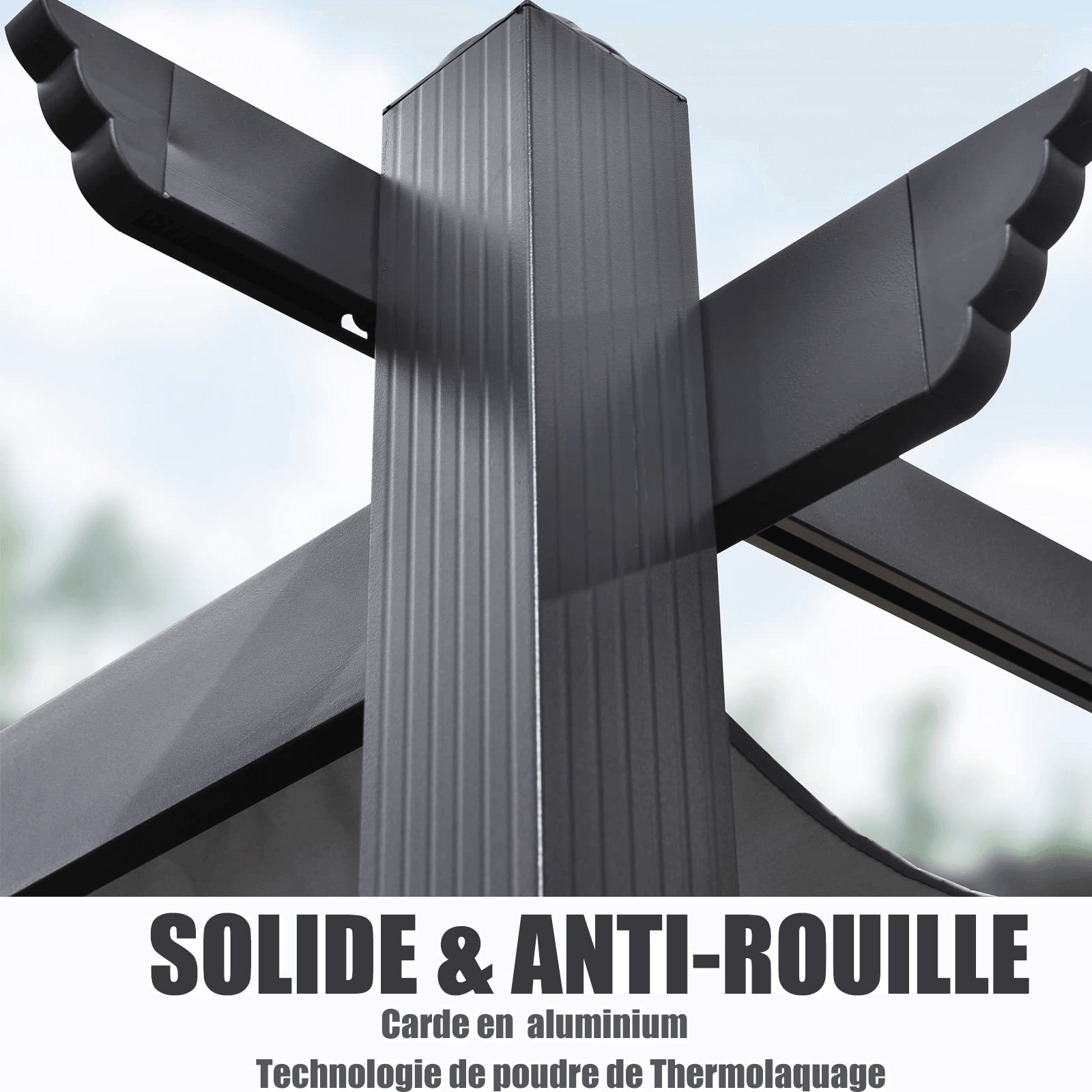 PURPLE LEAF Pergola Aluminium 3x3.65 m Tissu Teint en Fil Pergola pour Terrasse Exterieur, Toit Coulissante, Pavillon De Jardin - Purpleaf France