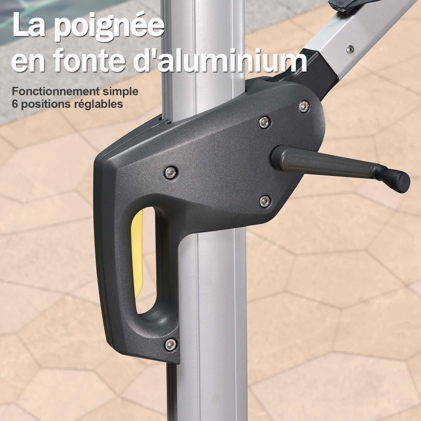 PURPLE LEAF Parasol De Jardin Exterieur 2.7 x2.7 m avec LED, Parasol Déporté Toit à Double Rotatif 360°, Parasol Excentré Inclinable, Parasol Terrasse Exterieur, Marine - Purpleaf France