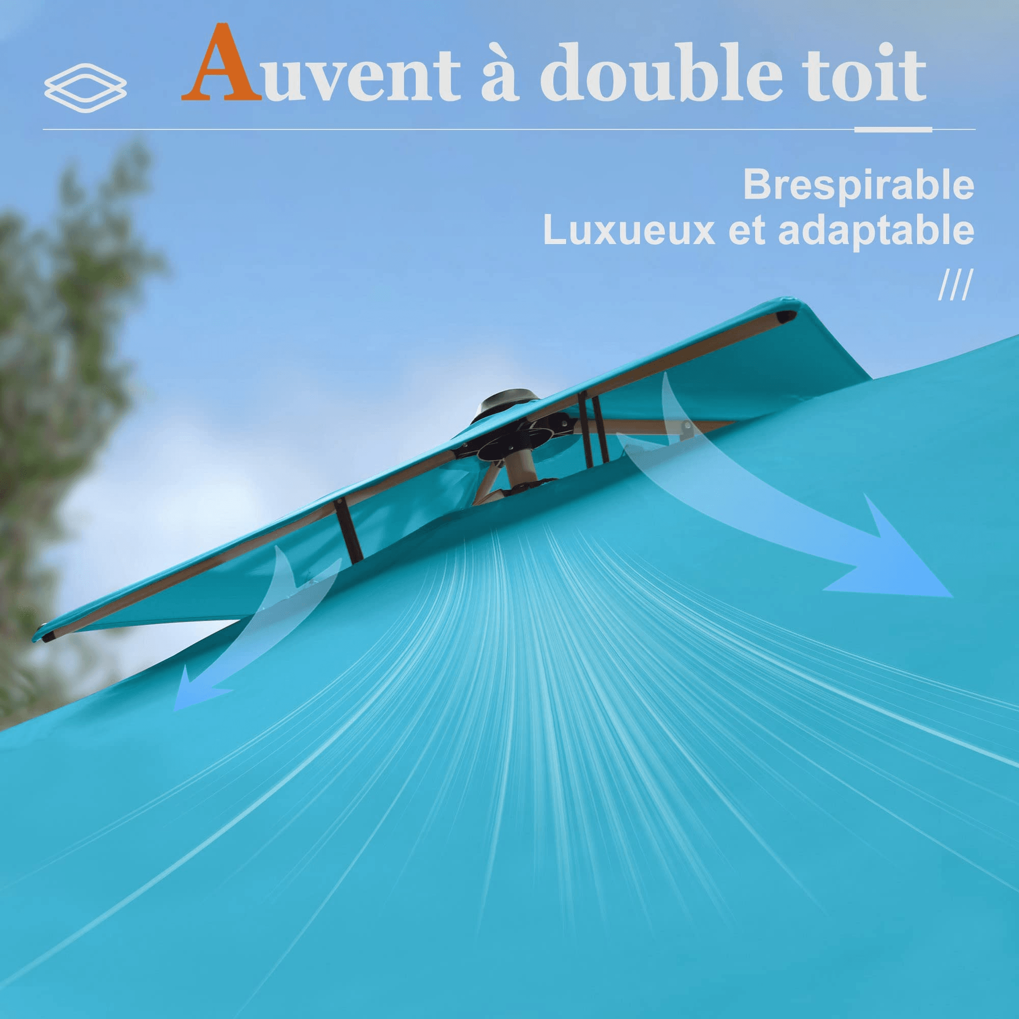 PURPLE LEAF Parasol Déporté Inclinable, Parasol De Jardin Exterieur Toit à Double Rotatif 360°,Parasol Terrasse Exterieur Luxueux - Purpleaf France