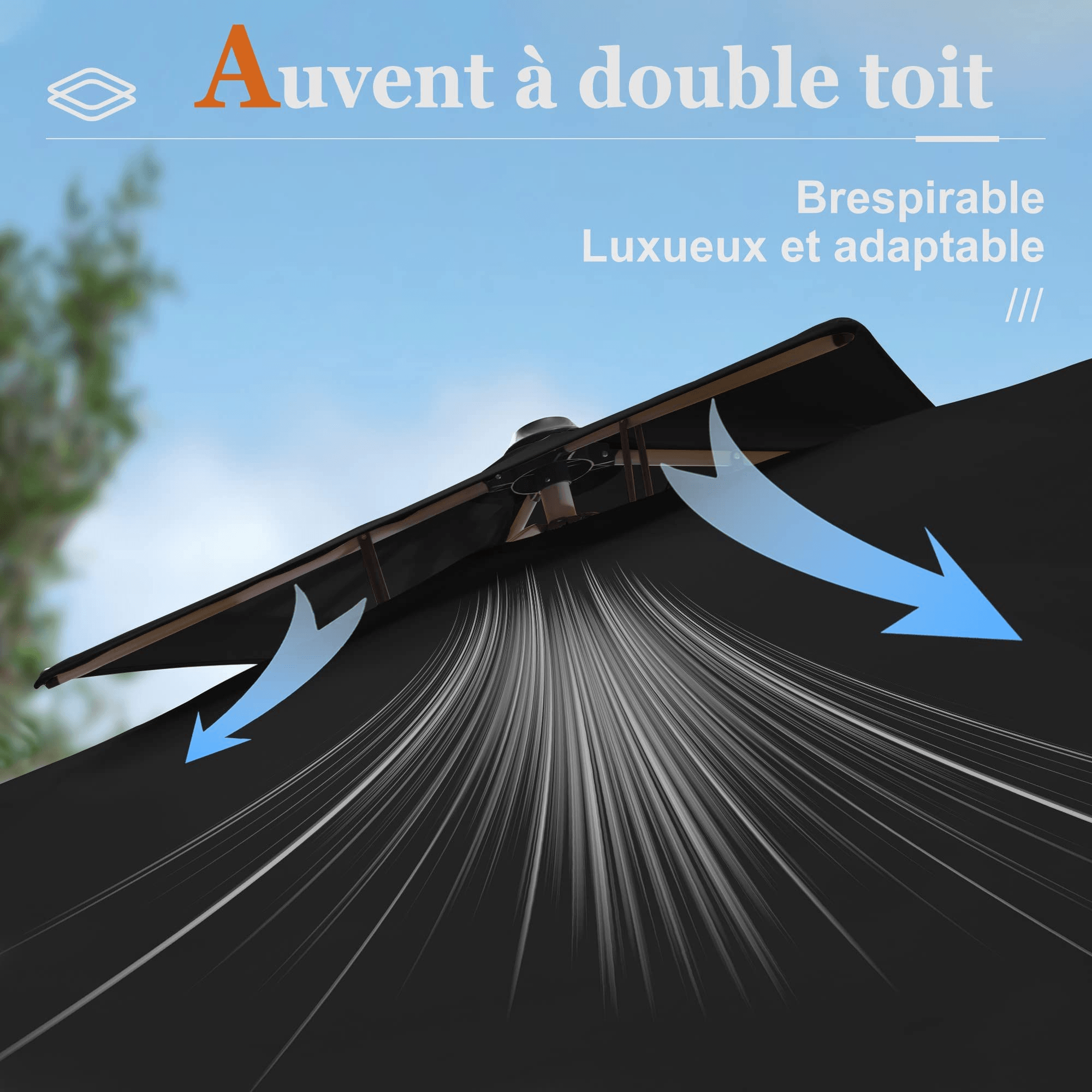 PURPLE LEAF Parasol Déporté Inclinable, Parasol De Jardin Exterieur Toit à Double Rotatif 360°,Parasol Terrasse Exterieur Luxueux - Purpleaf France