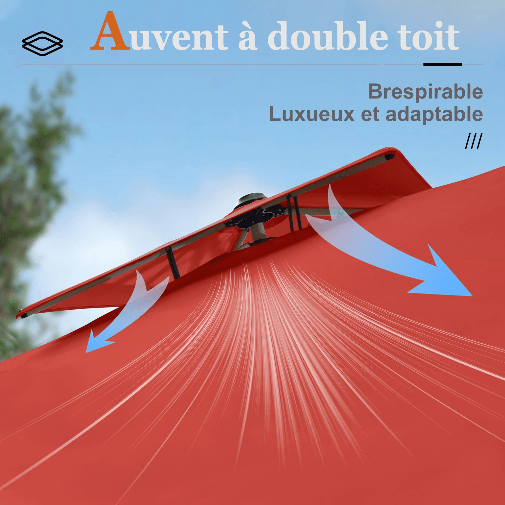 PURPLE LEAF Parasol Déporté Inclinable, Parasol De Jardin Exterieur Toit à Double Rotatif 360°,Parasol Terrasse Exterieur Luxueux - Purpleaf France