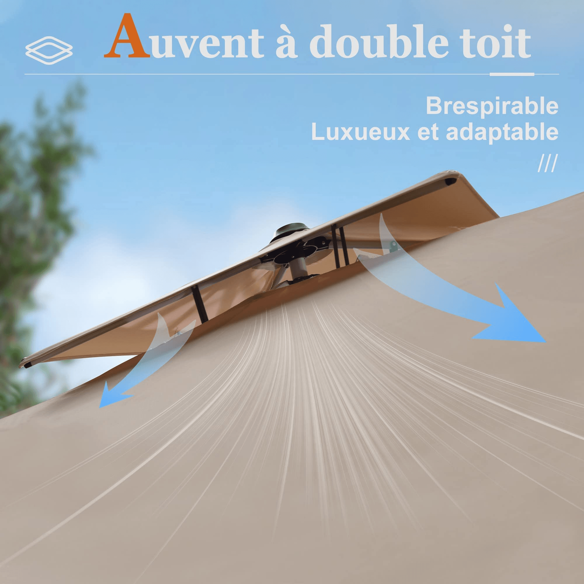 PURPLE LEAF Parasol Déporté Inclinable, Parasol De Jardin Exterieur Toit à Double Rotatif 360°,Parasol Terrasse Exterieur Luxueux - Purpleaf France