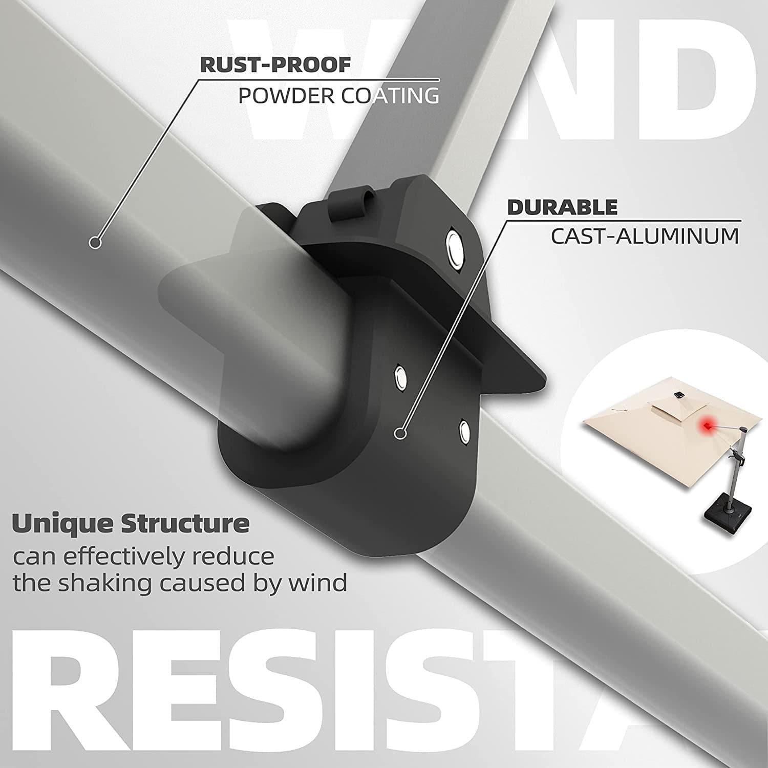 PURPLE LEAF Parasol Déporté Inclinable, Parasol De Jardin Exterieur Toit à Double Rotatif 360°,Parasol Terrasse Exterieur Luxueux - Purpleaf France