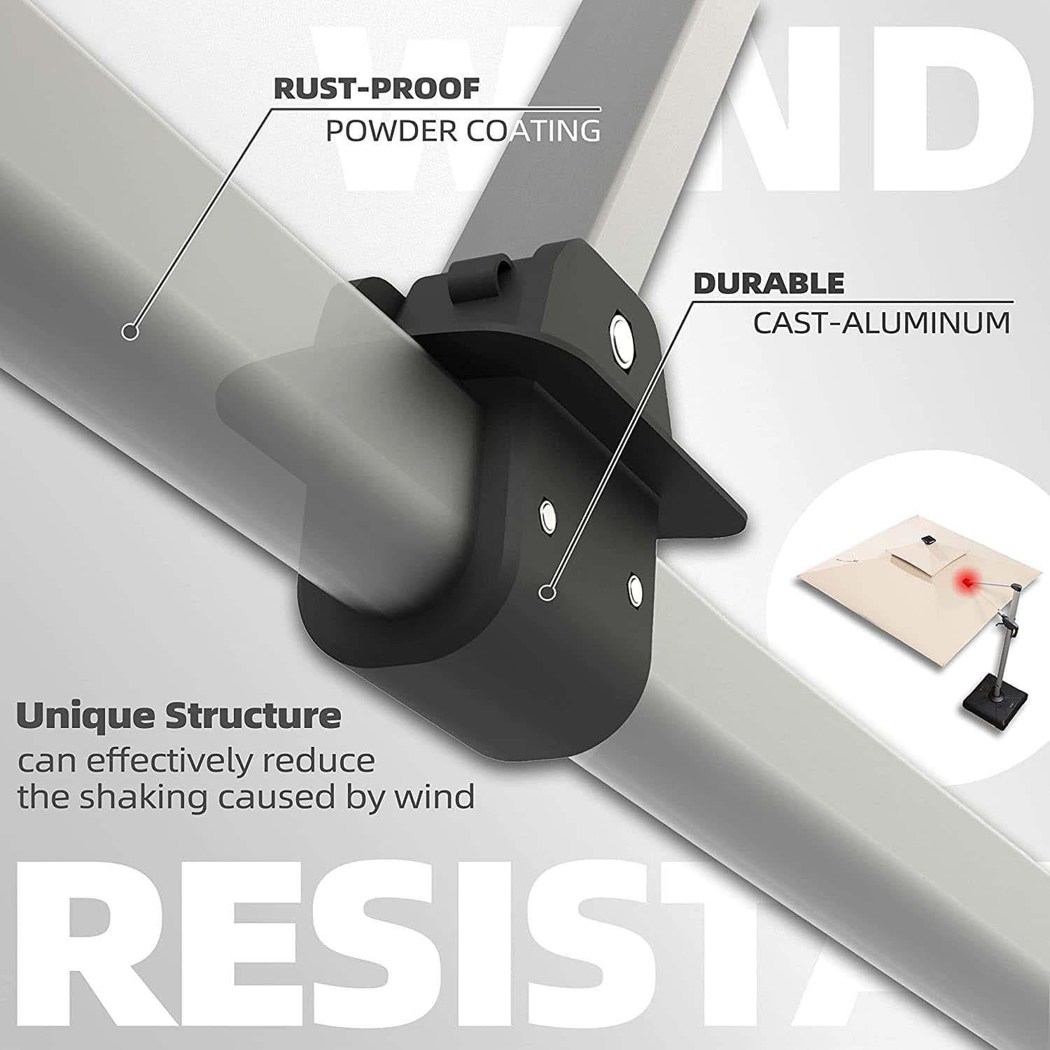 PURPLE LEAF Parasol De Jardin Exterieur 2.7 x2.7 m avec LED, Parasol Déporté Toit à Double Rotatif 360°, Parasol Excentré Inclinable, Parasol Terrasse Exterieur, Marine - Purpleaf France