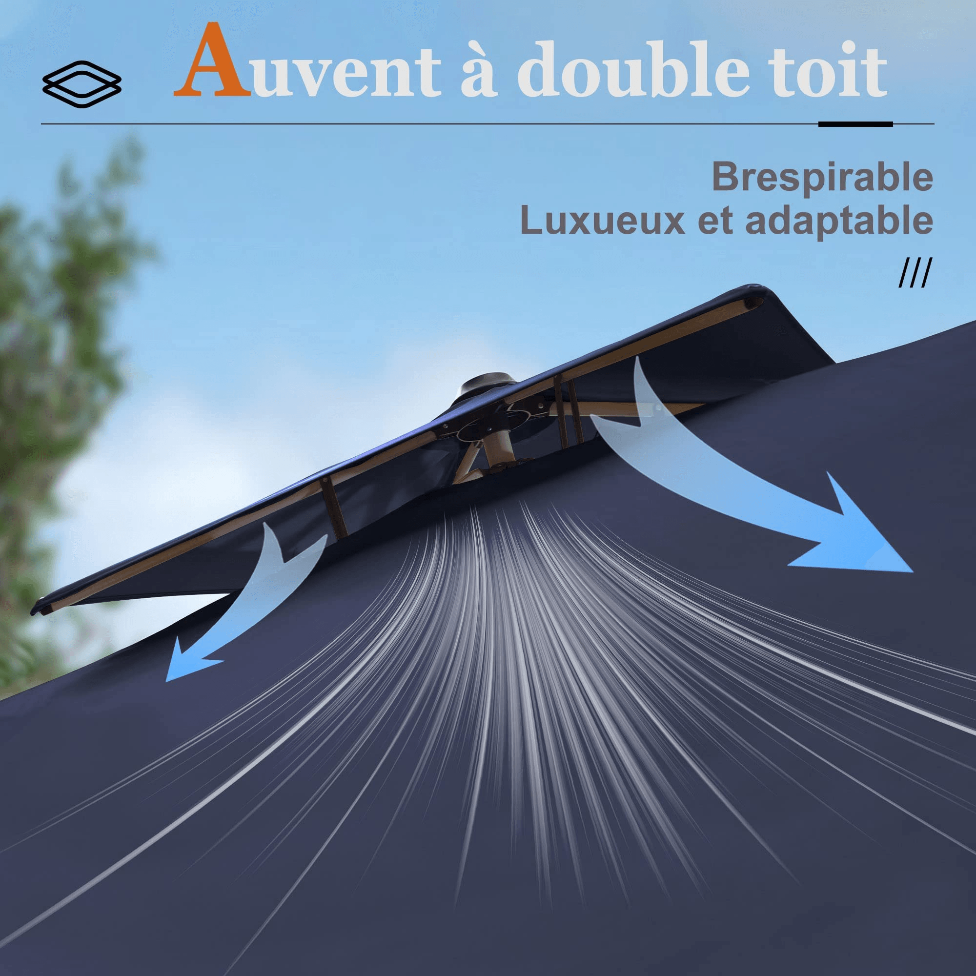 PURPLE LEAF Parasol Déporté Inclinable, Parasol De Jardin Exterieur Toit à Double Rotatif 360°,Parasol Terrasse Exterieur Luxueux - Purpleaf France