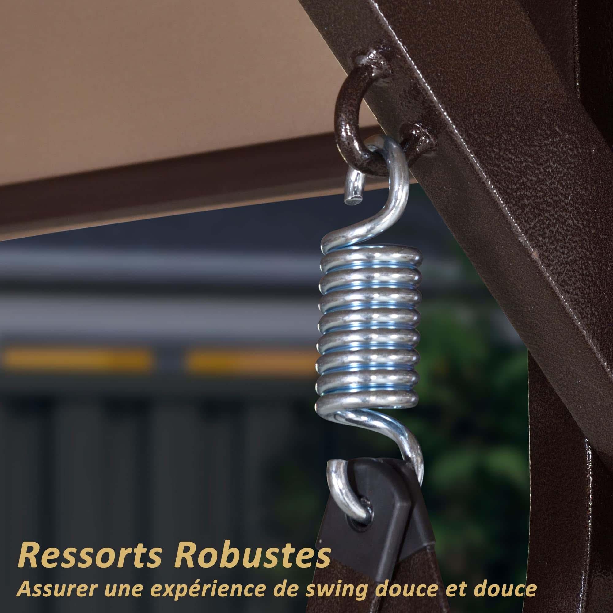 PURPLE LEAF Balancelle Lit De Jardin 3 Places Exterieur Convertible en Acier Balançoire Toit Inclinaison Réglable Balancelle Hollywood, Kaki - Purpleaf France