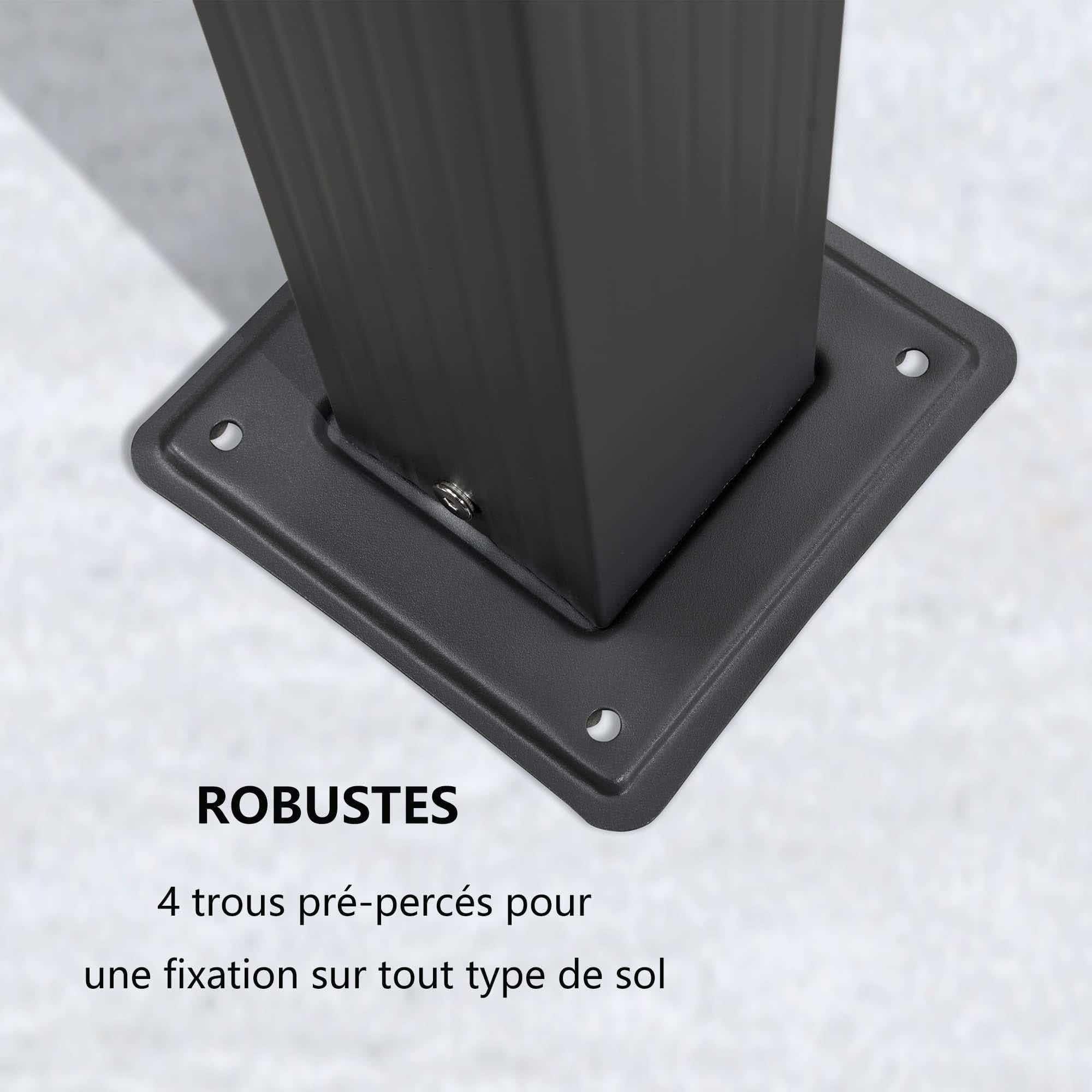 PURPLE LEAF Pergola Aluminium 3x3.65 m Tissu Teint en Fil Pergola pour Terrasse Exterieur, Toit Coulissante, Pavillon De Jardin - Purpleaf France