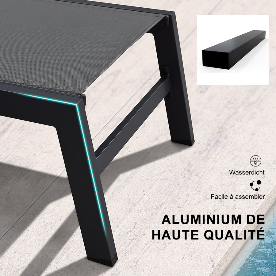 PURPLE LEAF Chaise Longue de Patio en Textilène, Piscine Avec Roulettes, Chaise de Bain de Soleil Pour L'extérieur, La Plage, La Cour, Table D'appoint Incluse
