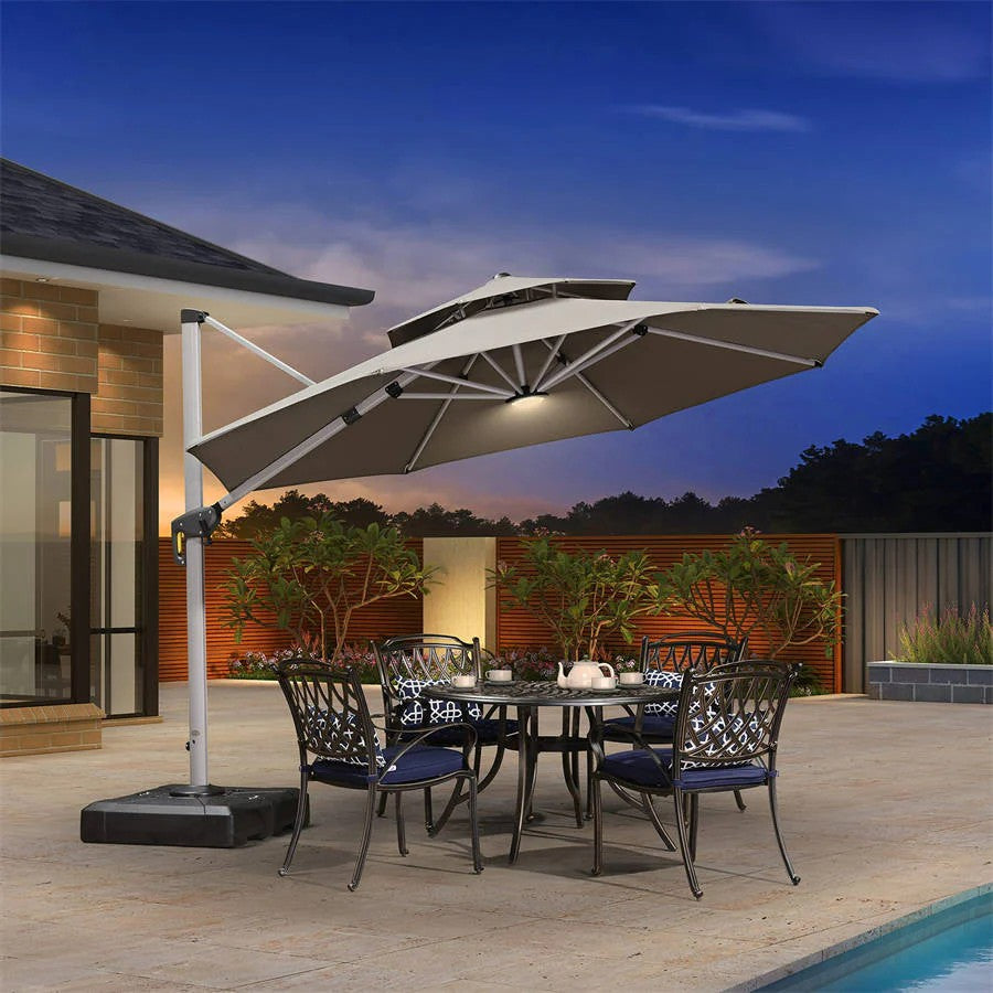 PURPLE LEAF Éclairage de Parasol, Lumière Vive avec 4 Modes et 12 Couleurs, Fonctionne sur Batterie et Rechargeable par USB, pour Jardin, Plage, Fête et Camping