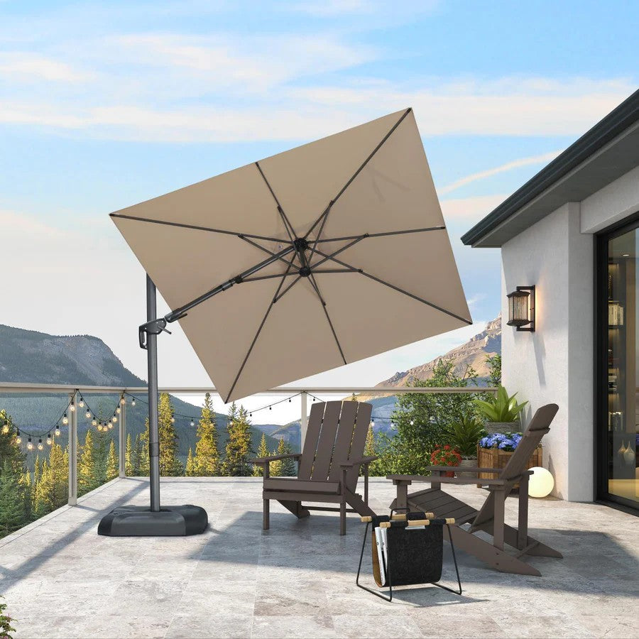 PURPLE LEAF Parasol Déporté Inclinable Gauche Droite Carré, Parasol De Jardin Extérieur avec 5 Positions réglables et Rotation à 360°, Toile Protection UV