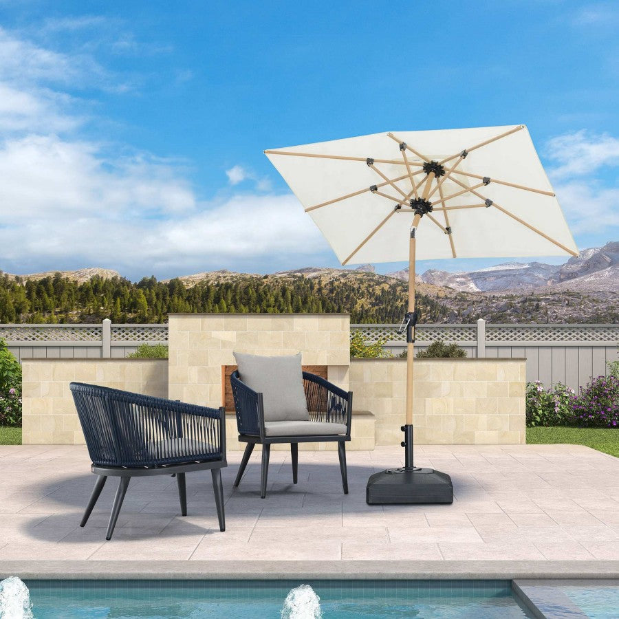 PURPLE LEAF Parasol Droit Inclinable de Marché d'Extérieur en Aluminium avec Effet Bois Pour Table de Jardin Carré Rectangle Rond