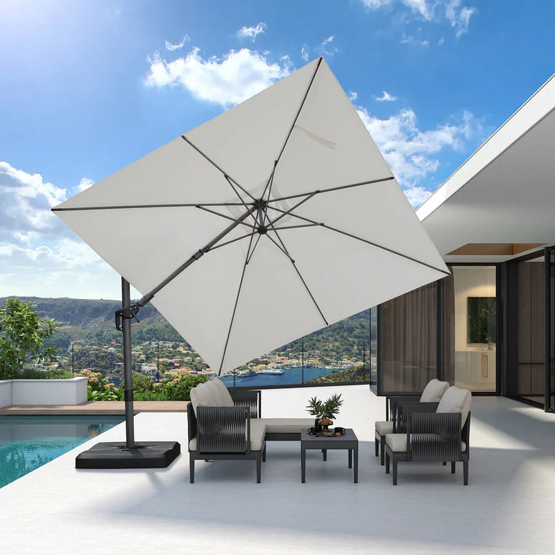 PURPLE LEAF Parasol Déporté Inclinable Gauche Droite Carré, Parasol De Jardin Extérieur avec 5 Positions réglables et Rotation à 360°, Toile Protection UV