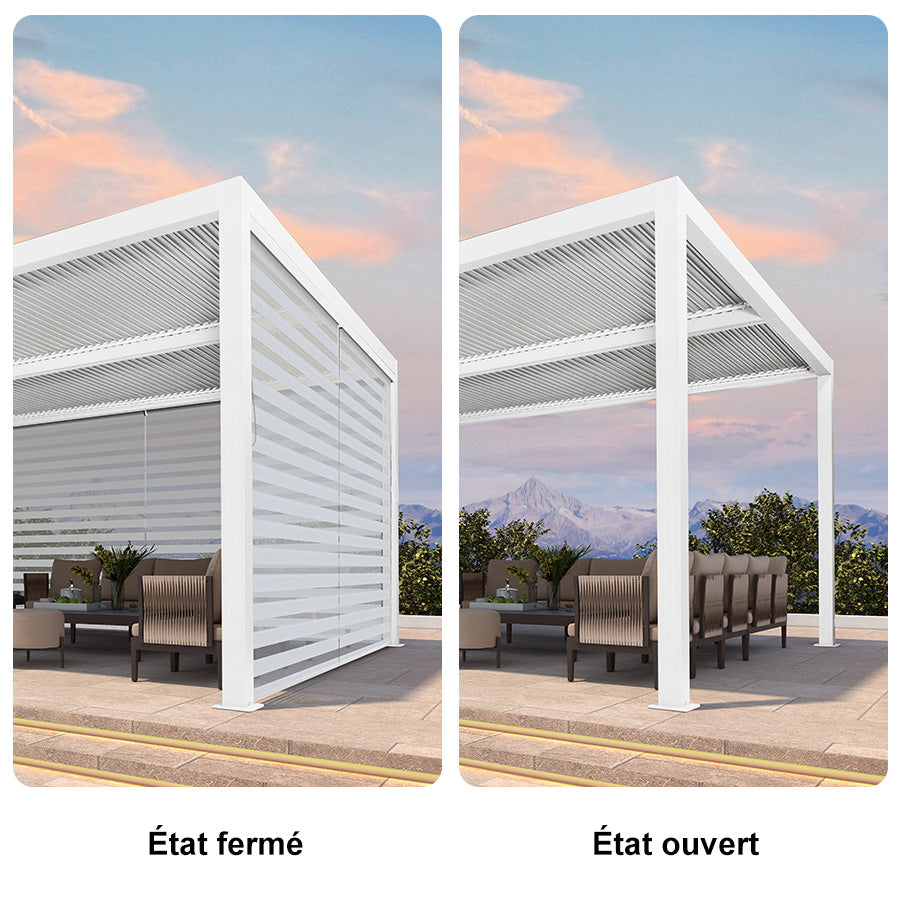 PURPLE LEAF Stores enrouleurs pour Pergola Bioclimatique Protection Solaire Intimité Toile Imperméable Isolation Thermique Entretien Facile