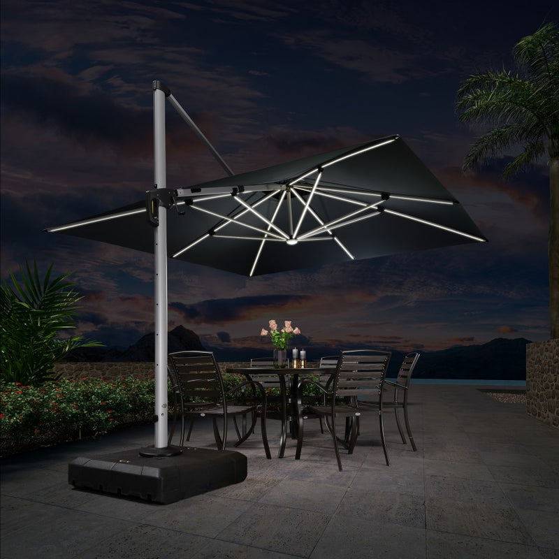 PURPLE LEAF Parasol De Jardin Extérieur avec LED Parasol Déporté Toit à Double Rotatif 360° Parasol Excentré Inclinable Parasol Terrasse Extérieur