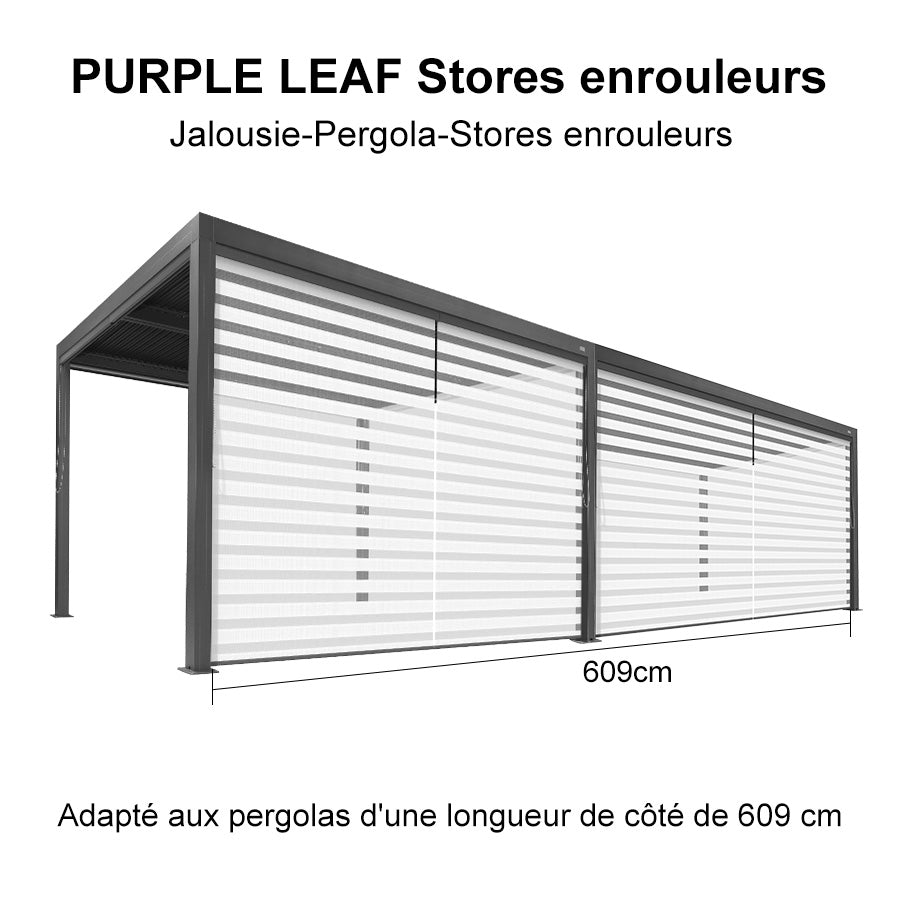 PURPLE LEAF Stores enrouleurs pour Pergola Bioclimatique Protection Solaire Intimité Toile Imperméable Isolation Thermique Entretien Facile