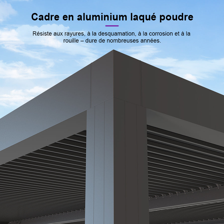PURPLE LEAF Pergola Bioclimatique Pergola Aluminium Lames Orientables Tonnelle de Jardin Imperméable pour Terrasse Extérieur Carport, Gris