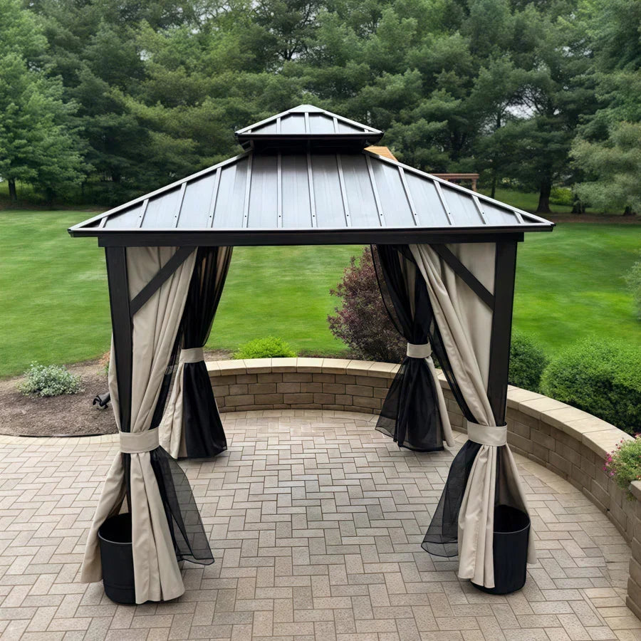 PURPLE LEAF Tonnelle De Jardin Tonnelle Aluminum Résistant à l'eau et stable Adapté à toutes les saisons Double Toit Acier Galvanisé，Économique - Bronze