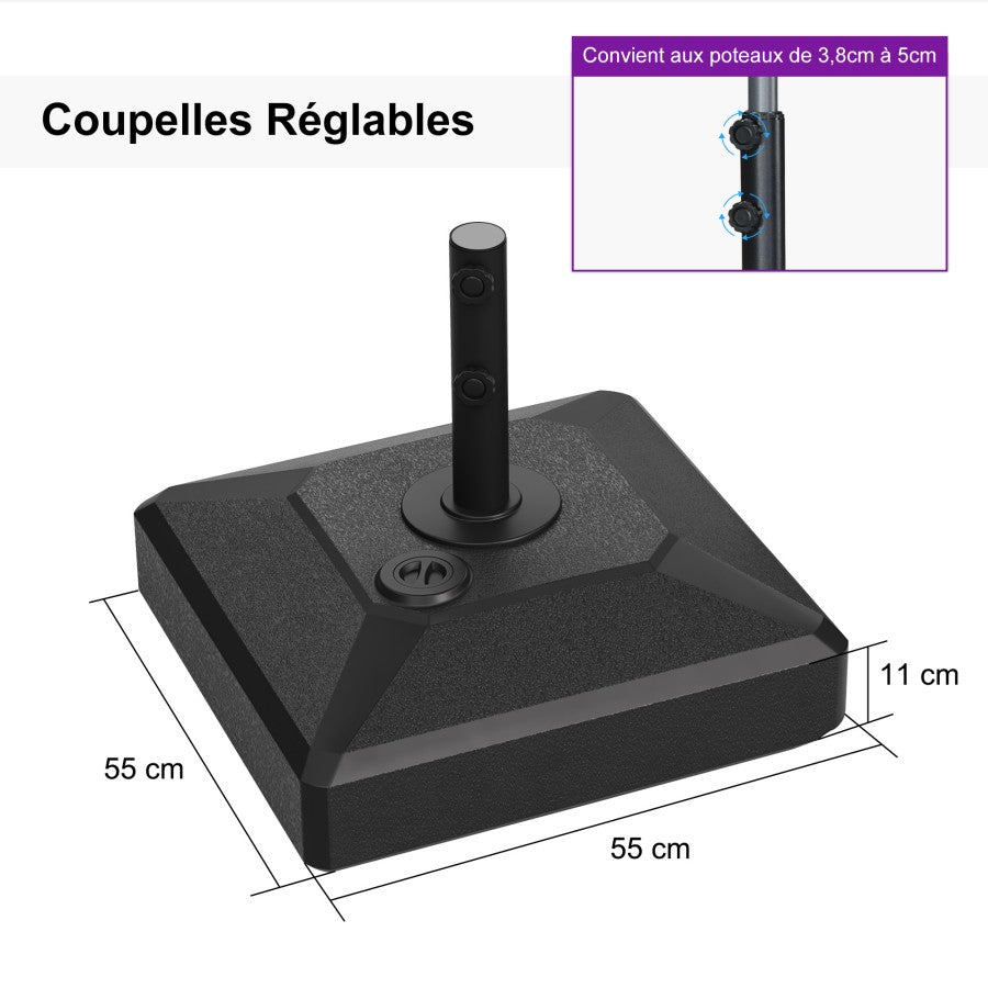 PURPLE LEAF Pied de Parasol Droit de Marché 70KG ZY03-MLBASE-45