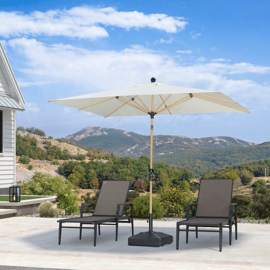 PURPLE LEAF Parasol Droit Inclinable de Marché d'Extérieur en Aluminium avec Effet Bois Pour Table de Jardin Carré Rectangle Rond