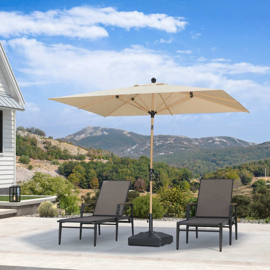 PURPLE LEAF Parasol Droit Inclinable de Marché d'Extérieur en Aluminium avec Effet Bois Pour Table de Jardin Carré Rectangle Rond