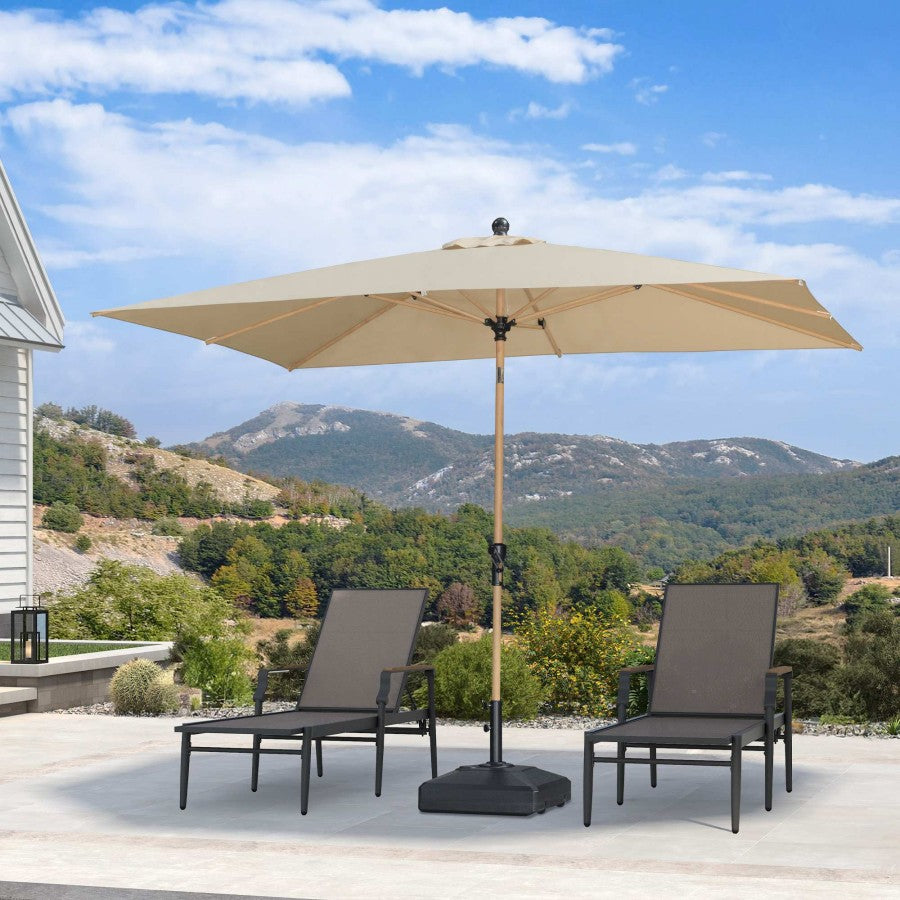PURPLE LEAF Parasol Droit Inclinable de Marché d'Extérieur en Aluminium avec Effet Bois Pour Table de Jardin Carré Rectangle Rond