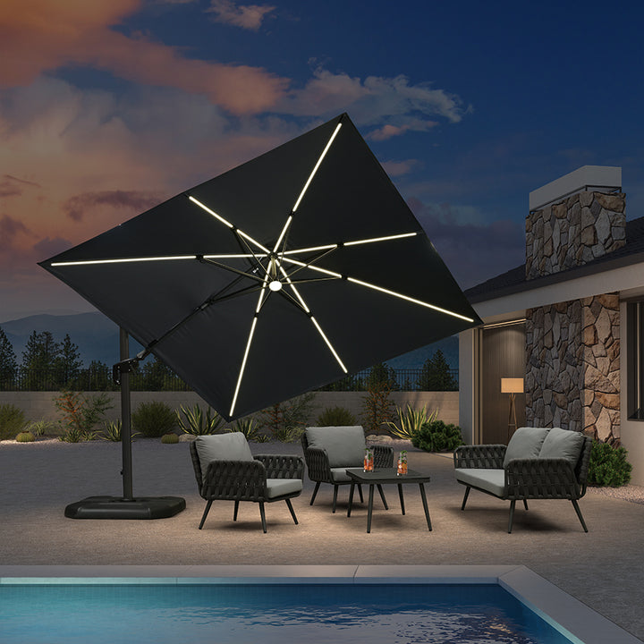 Parasol Économique Inclinable avec LED Carré