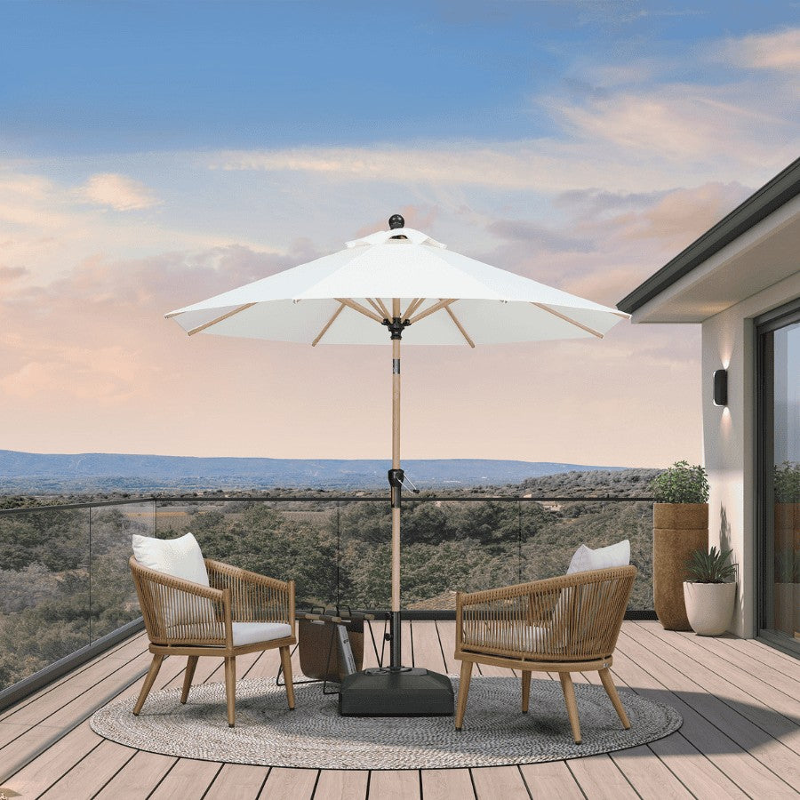PURPLE LEAF Parasol Droit Inclinable de Marché d'Extérieur en Aluminium avec Effet Bois Pour Table de Jardin Carré Rectangle Rond