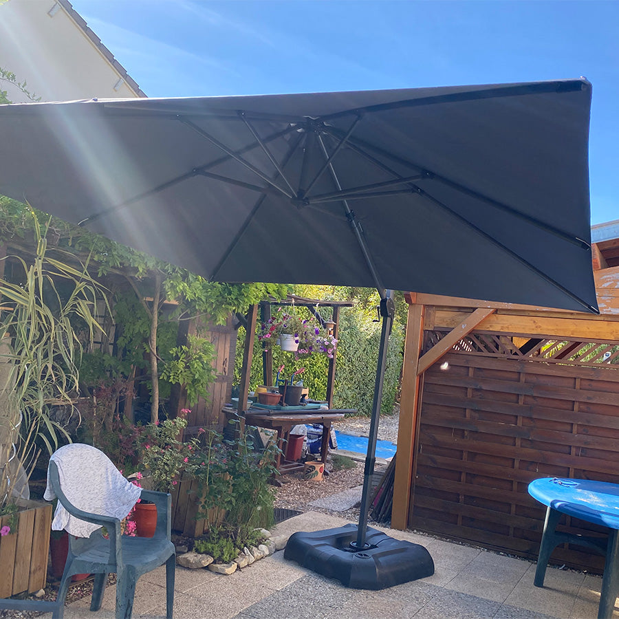 PURPLE LEAF Parasol De Jardin Exterieur Parasol Déporté Rotatif 360°, Parasol Excentré Inclinable, Parasol Suspendu Balcon