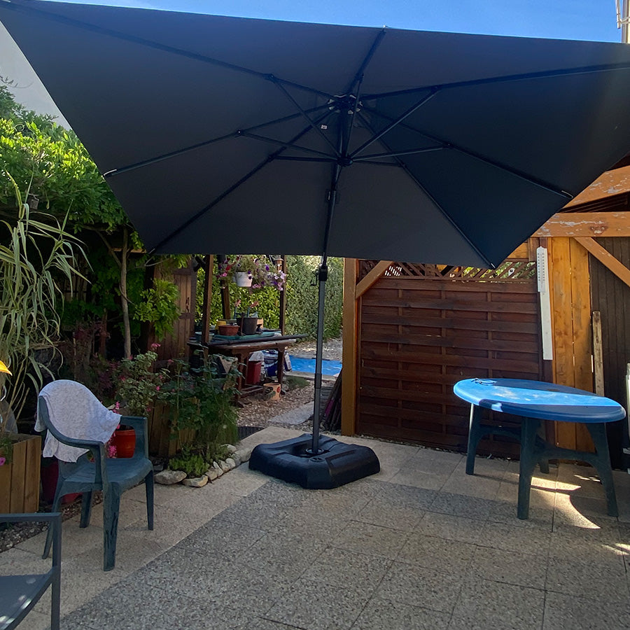 PURPLE LEAF Parasol De Jardin Exterieur Parasol Déporté Rotatif 360°, Parasol Excentré Inclinable, Parasol Suspendu Balcon